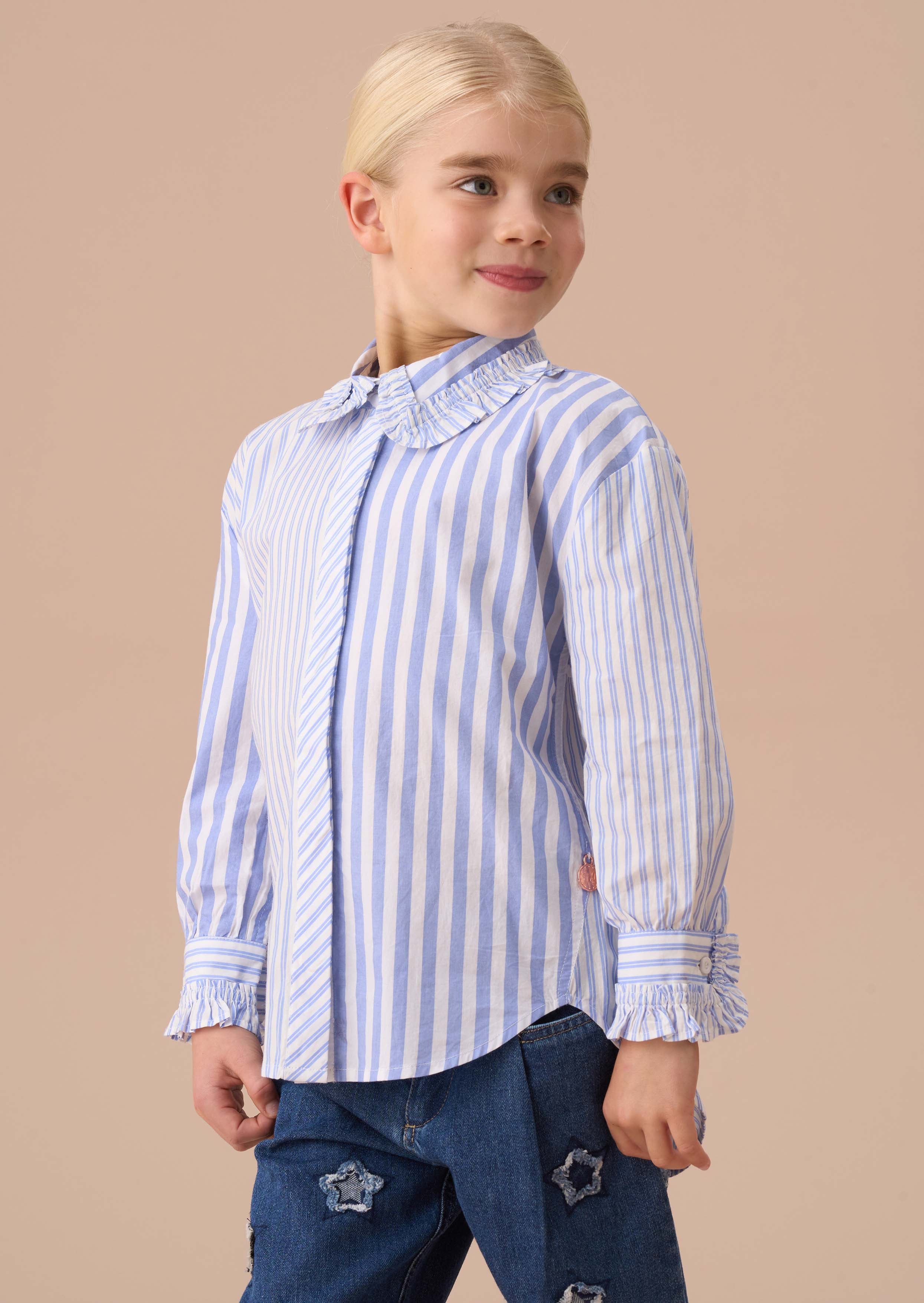 cotton boys blue mix stripe shirt