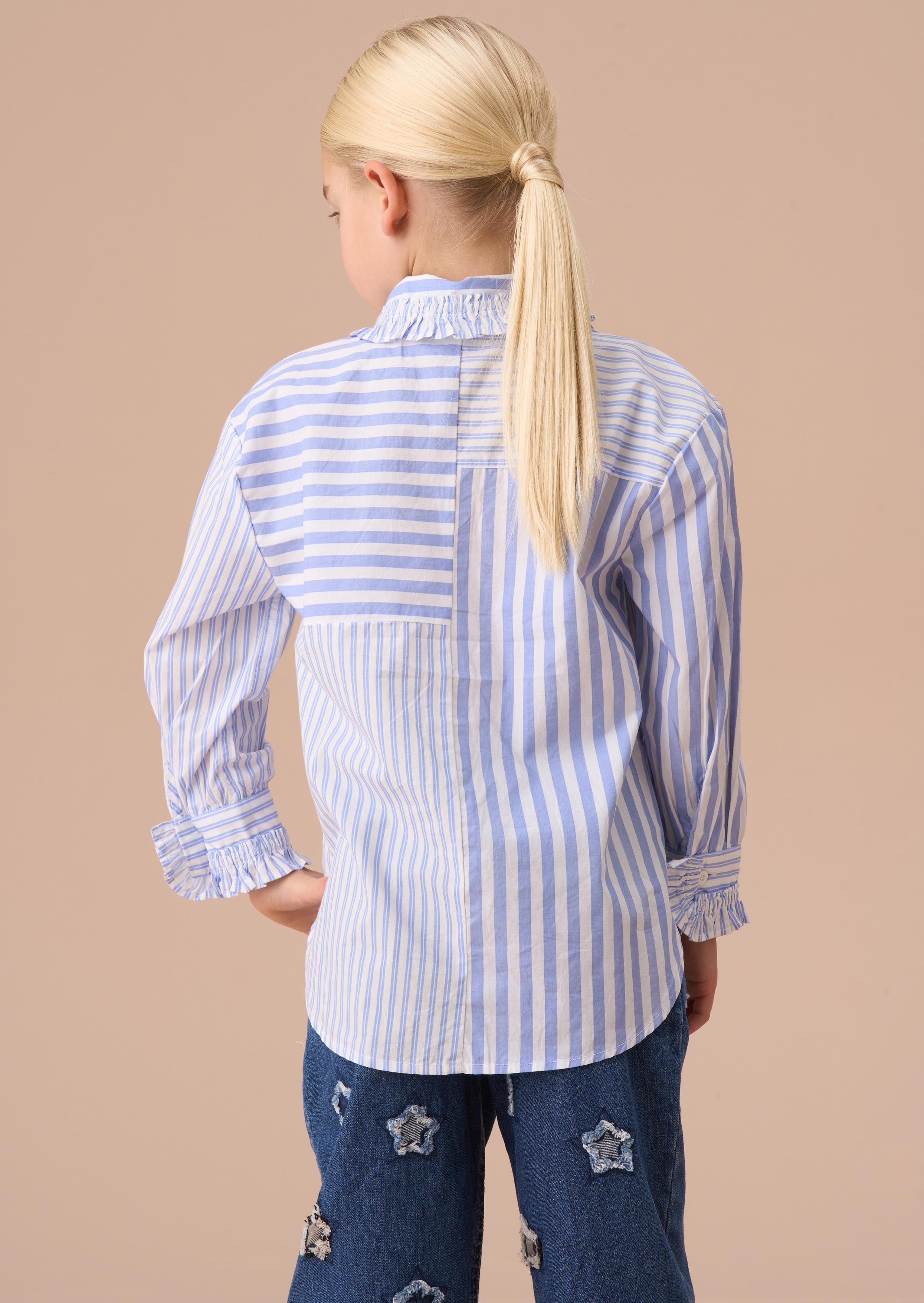 buy boys blue mix stripe shirt