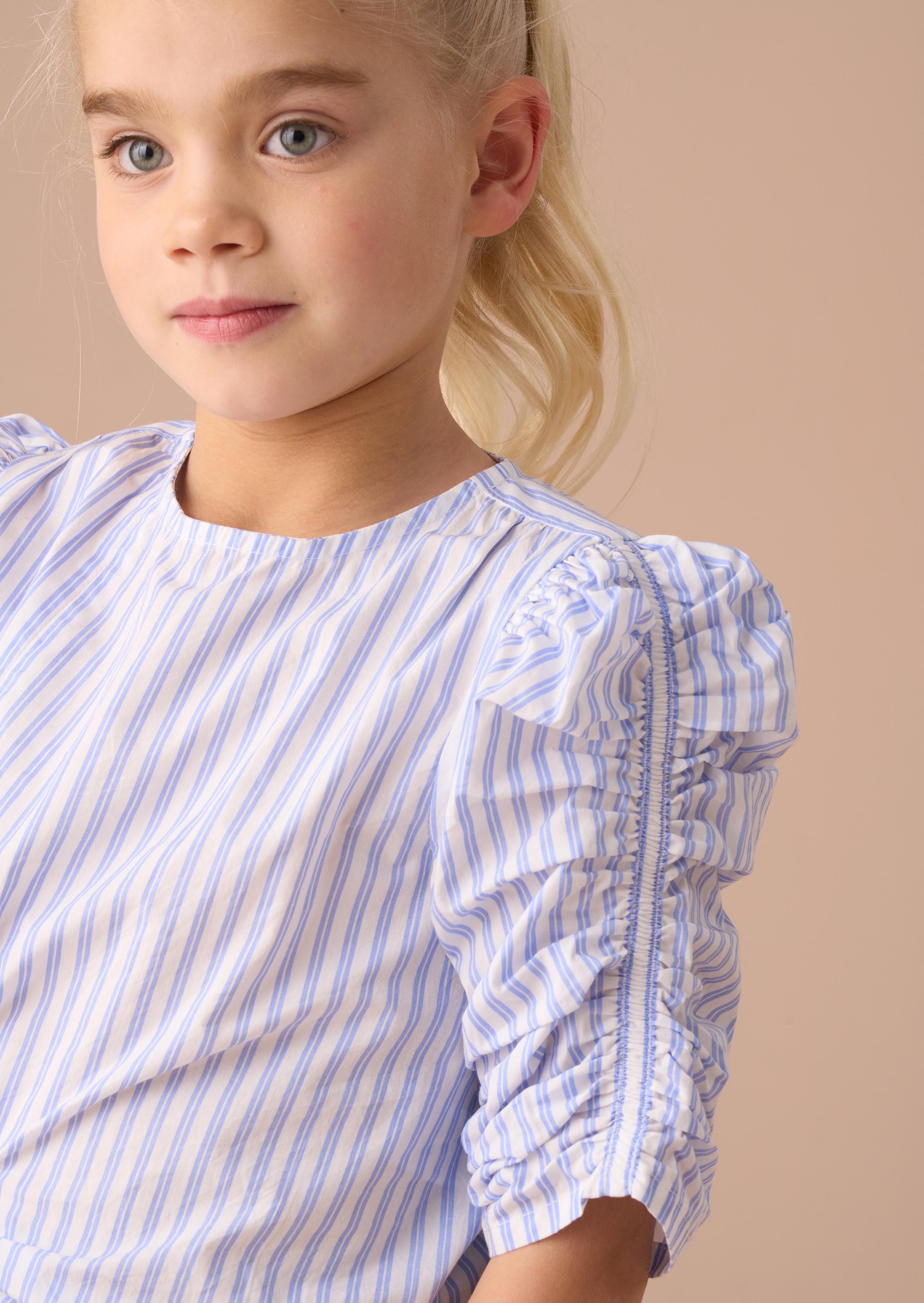 online Blue Stripe Tie Front Blouse