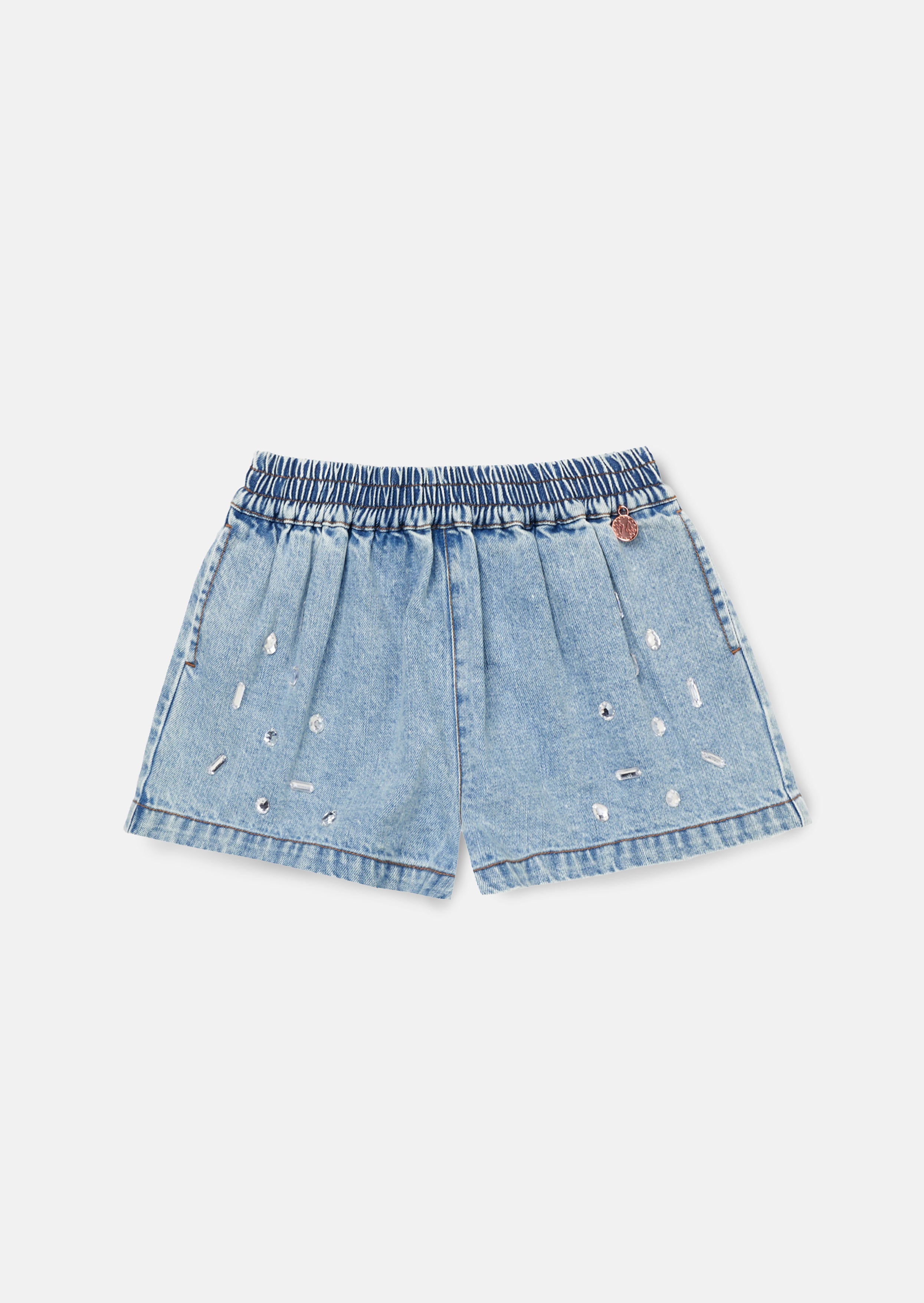 Zeta Denim Diamonte Pull On Short