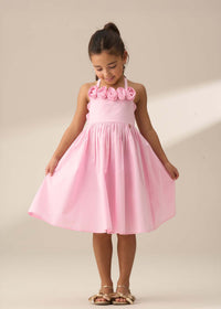Allegra Pink Corsage Shirred Dress