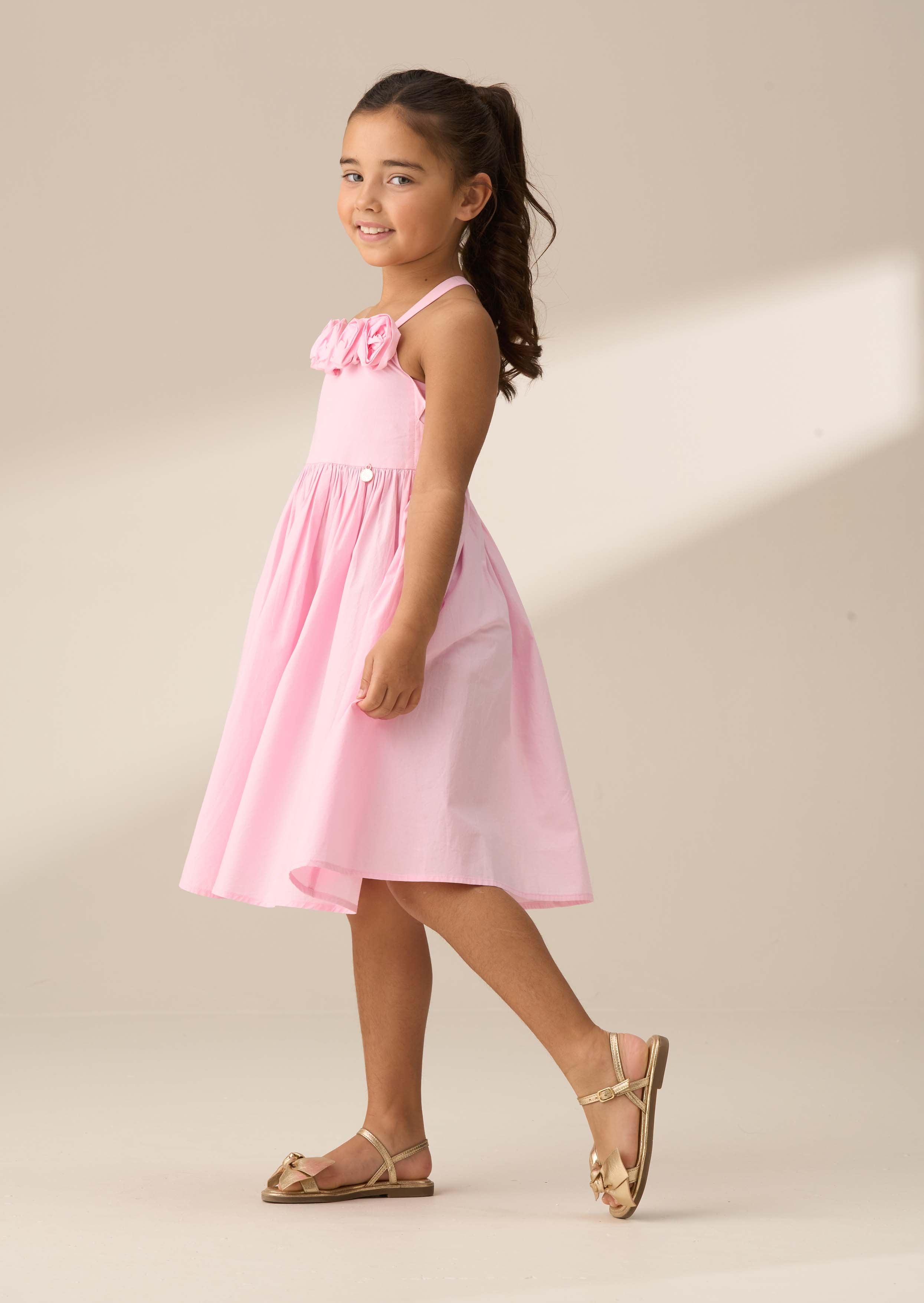 Allegra Pink Corsage Shirred Dress