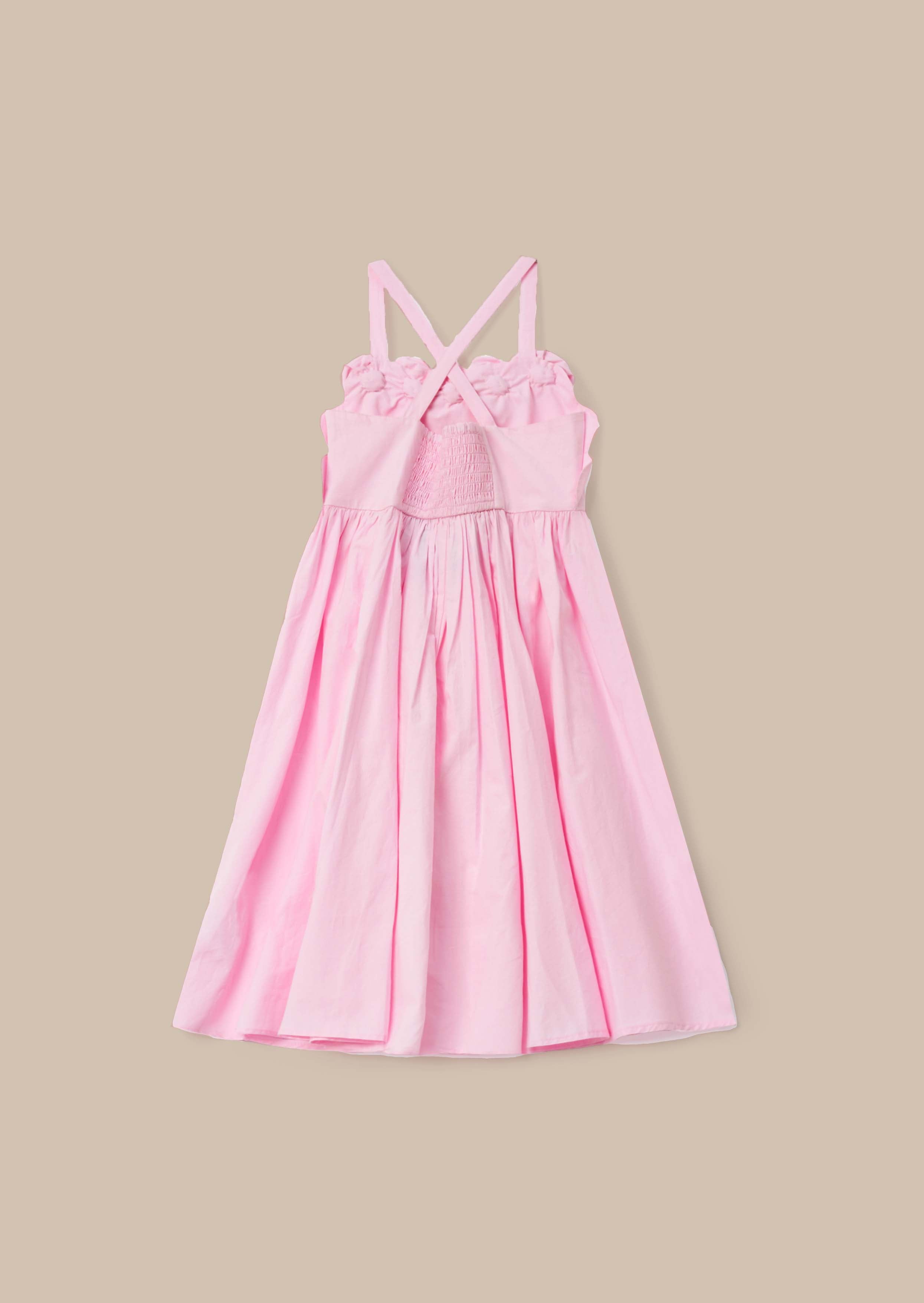 Allegra Pink Corsage Shirred Dress