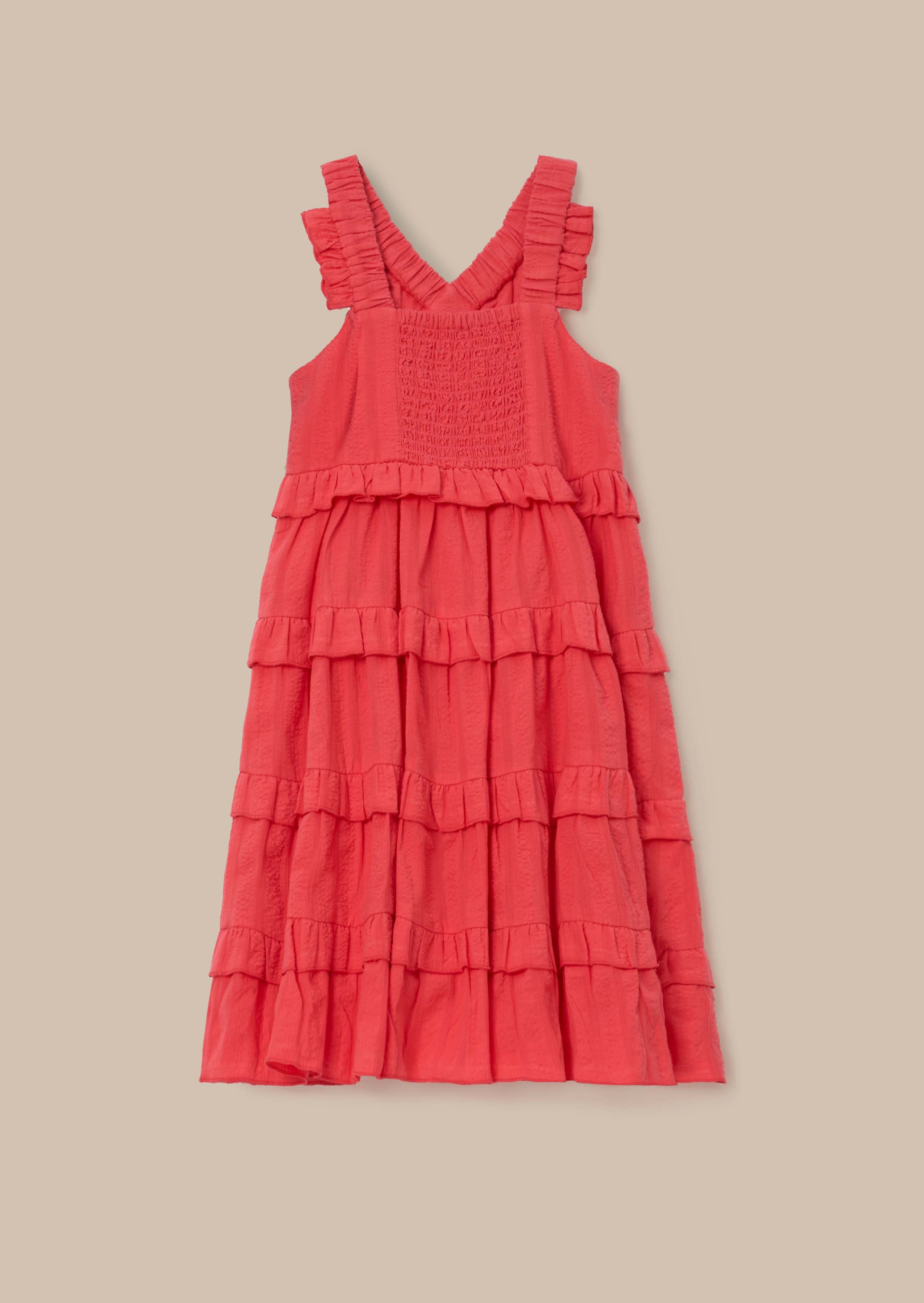 Marie Coral Tiered Frill Dress