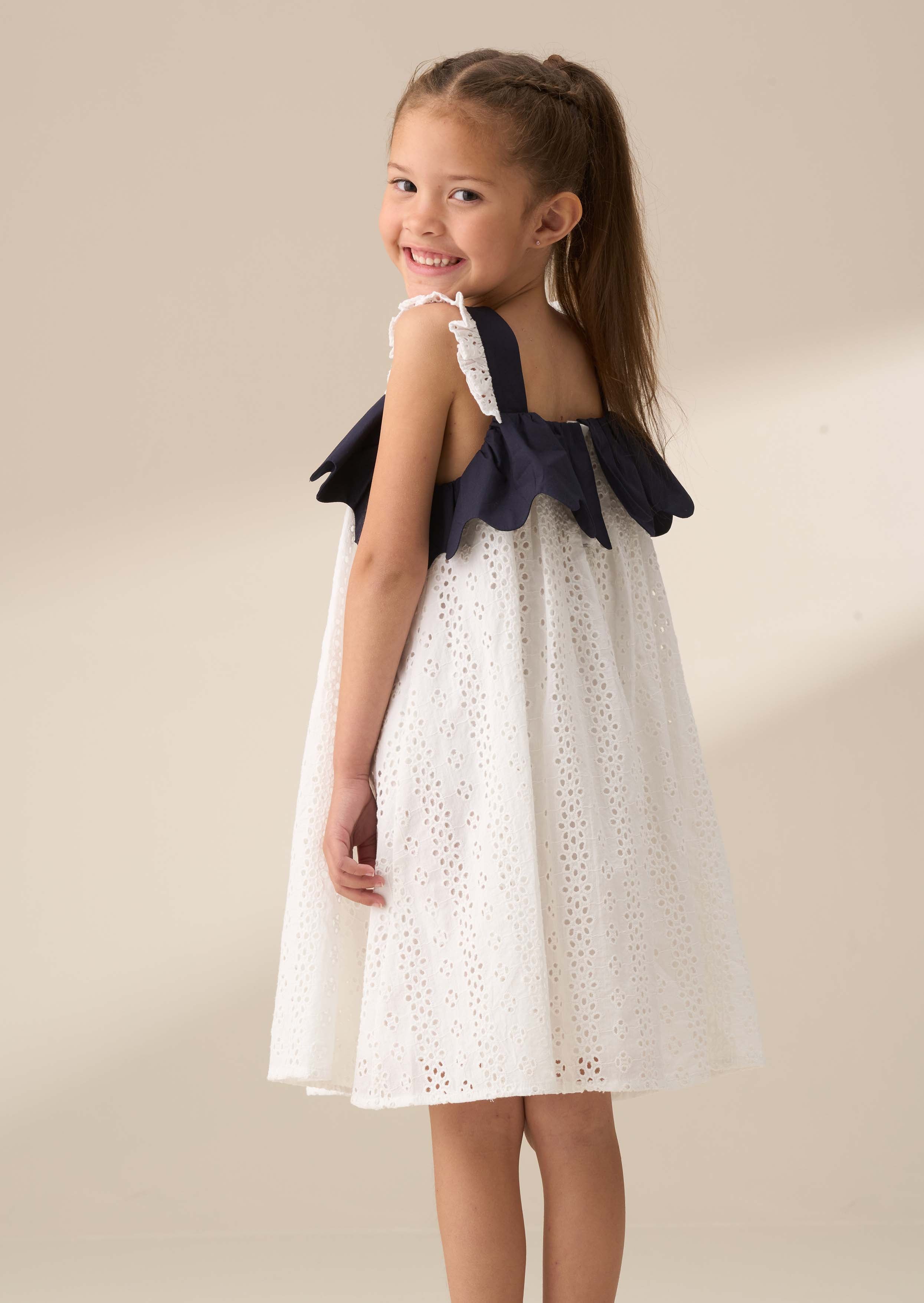 Arielle White Broderie Panel Dress