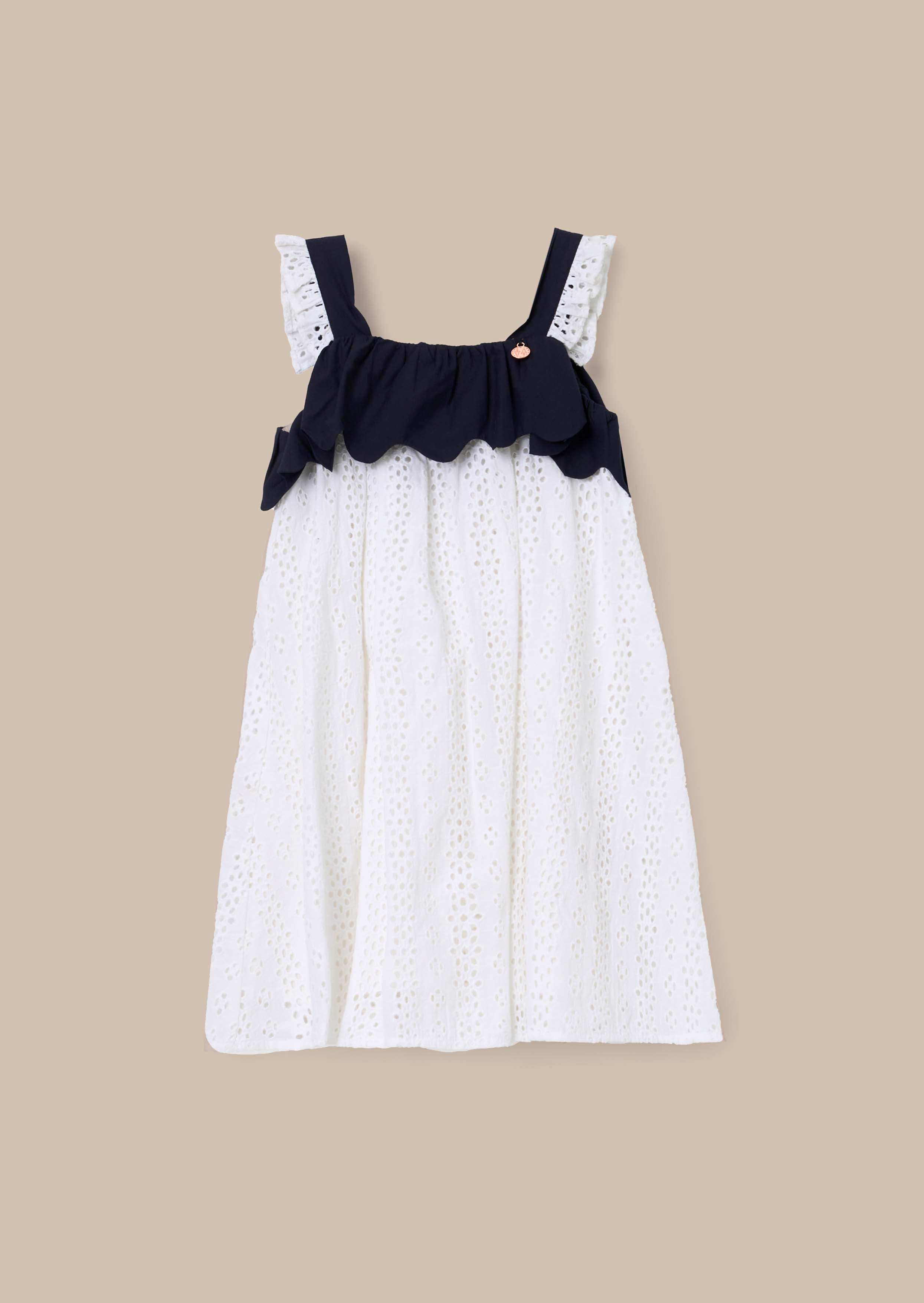 Arielle White Broderie Panel Dress