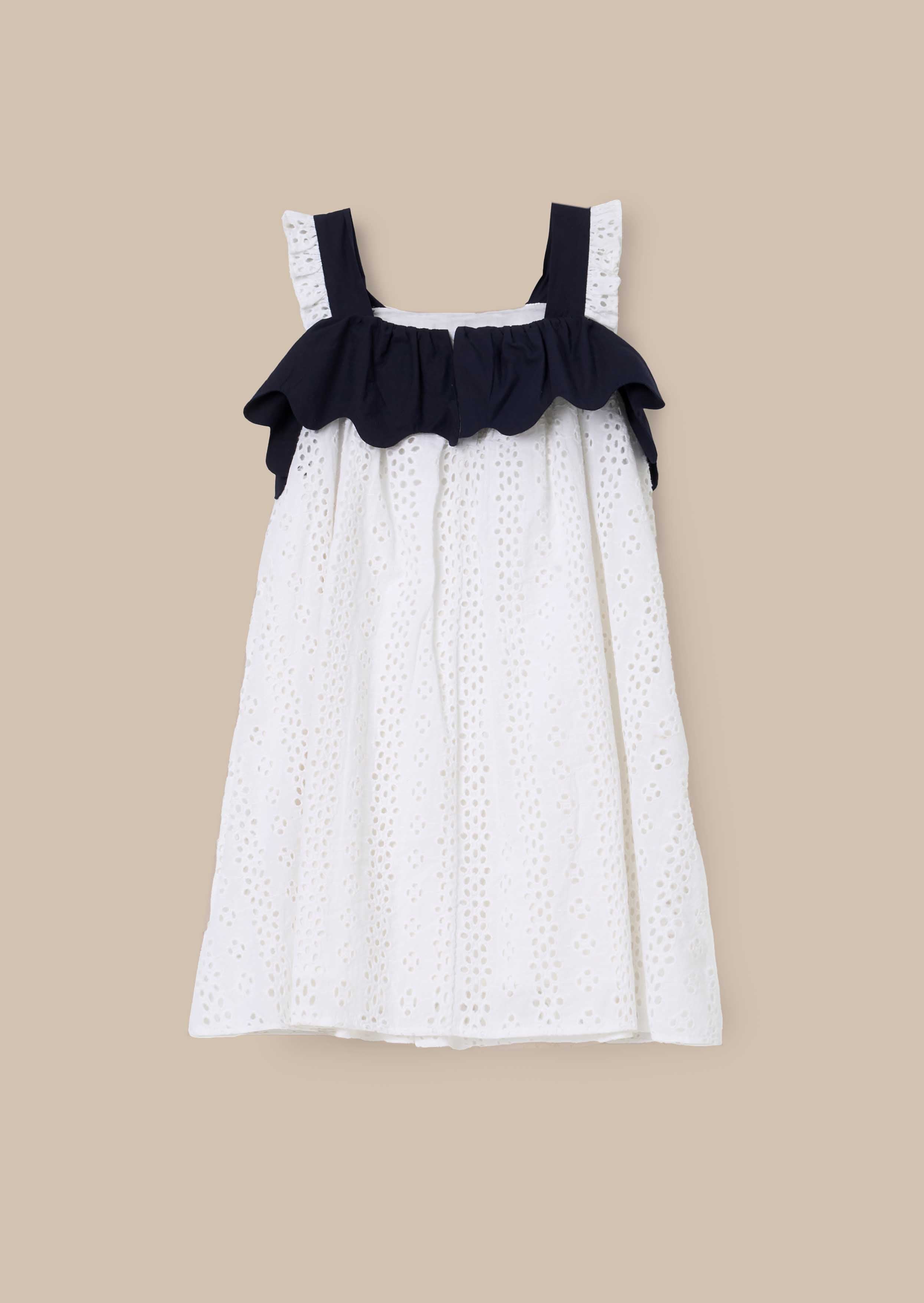 Arielle White Broderie Panel Dress