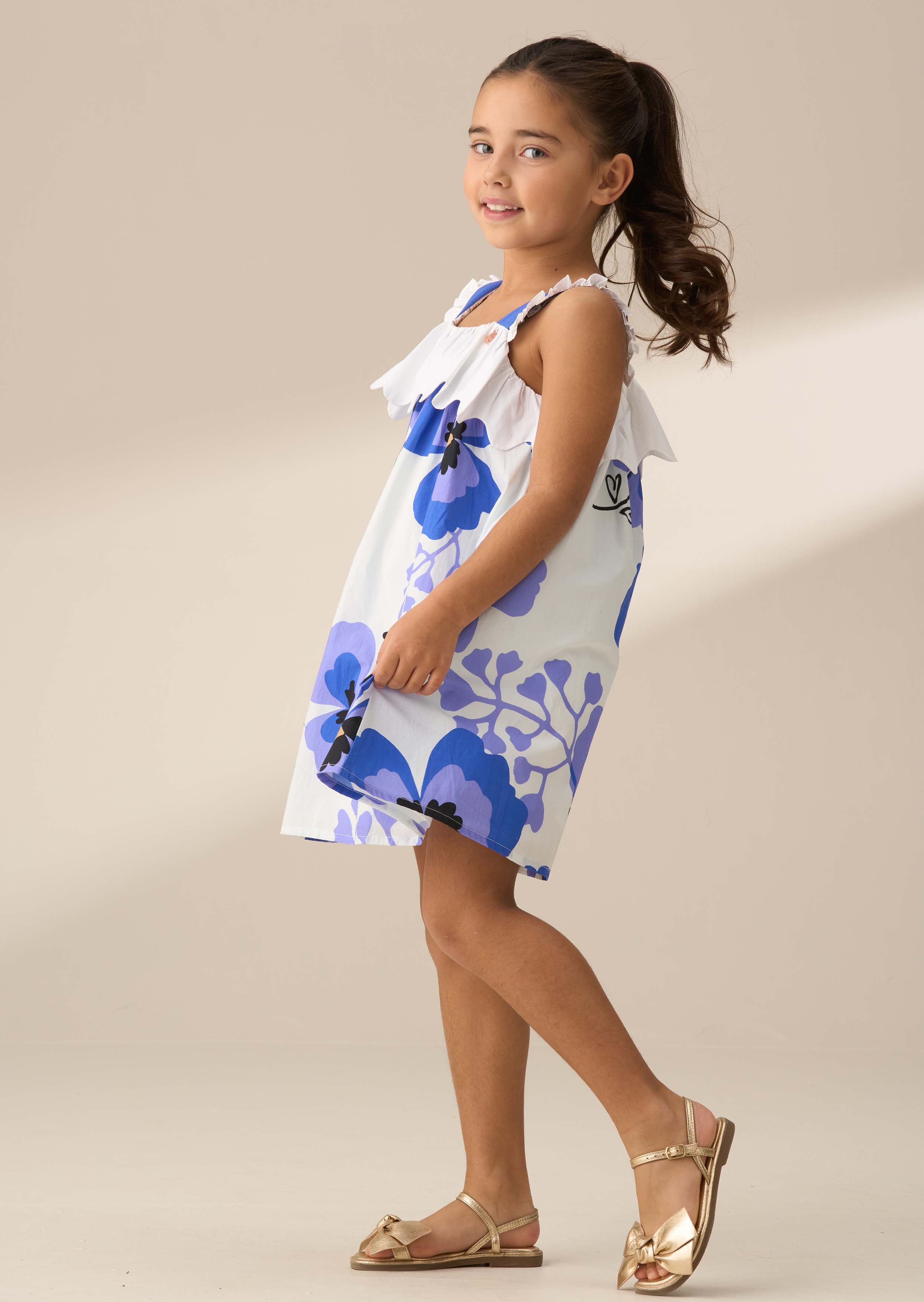 Leonie Blue Pansy Print Dress