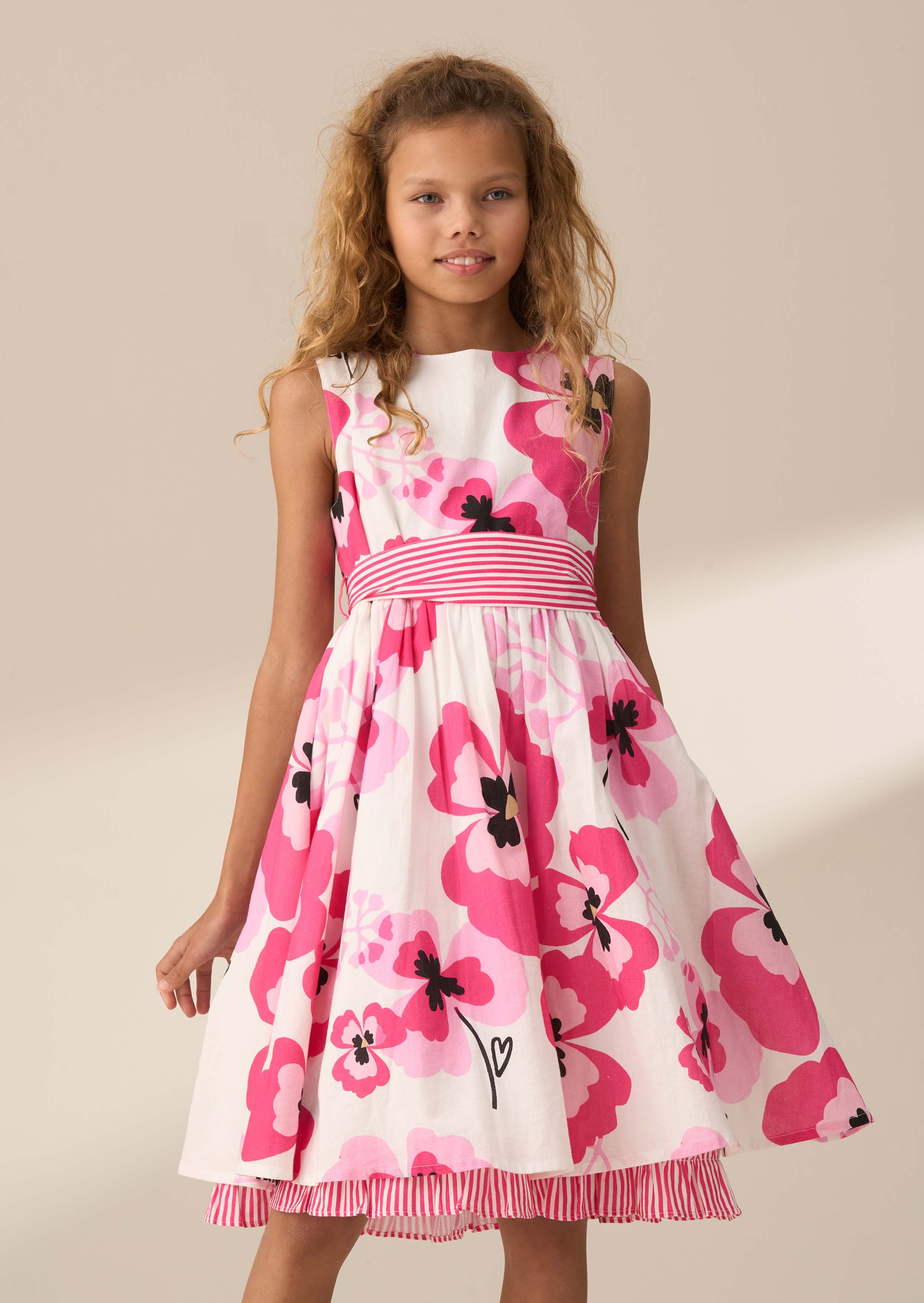 Bella Pink Pansy Print Dress