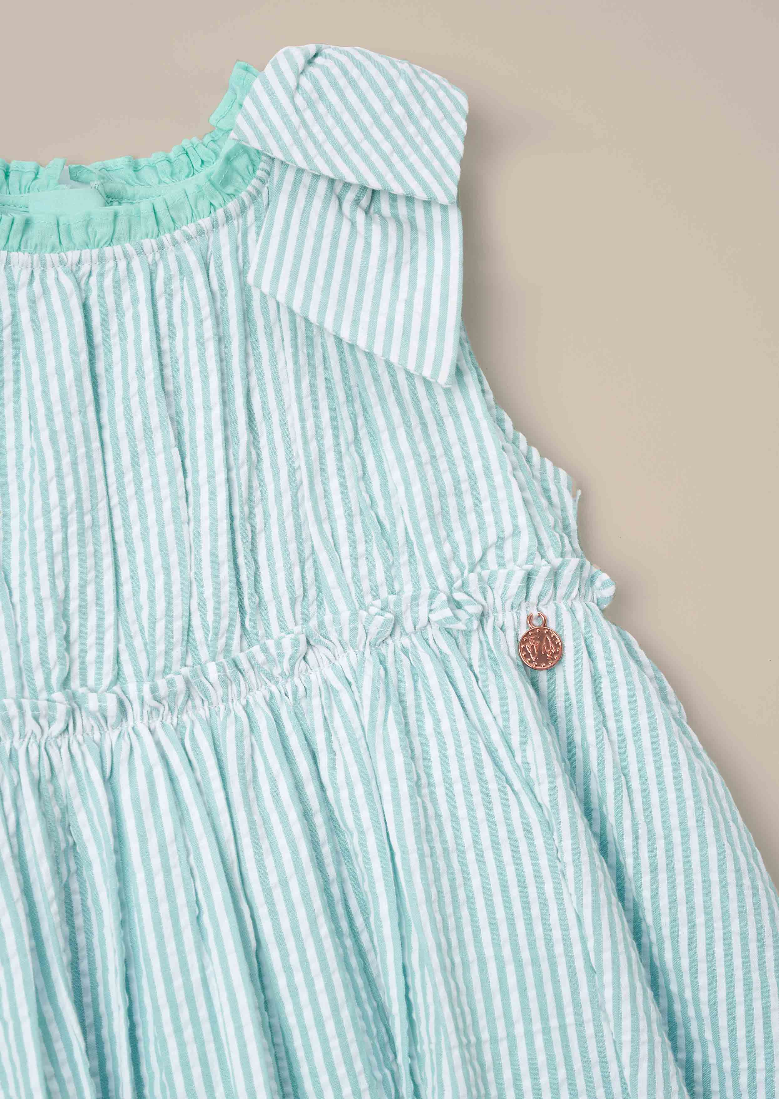 Giana Mint Seersucker Stripe Dress