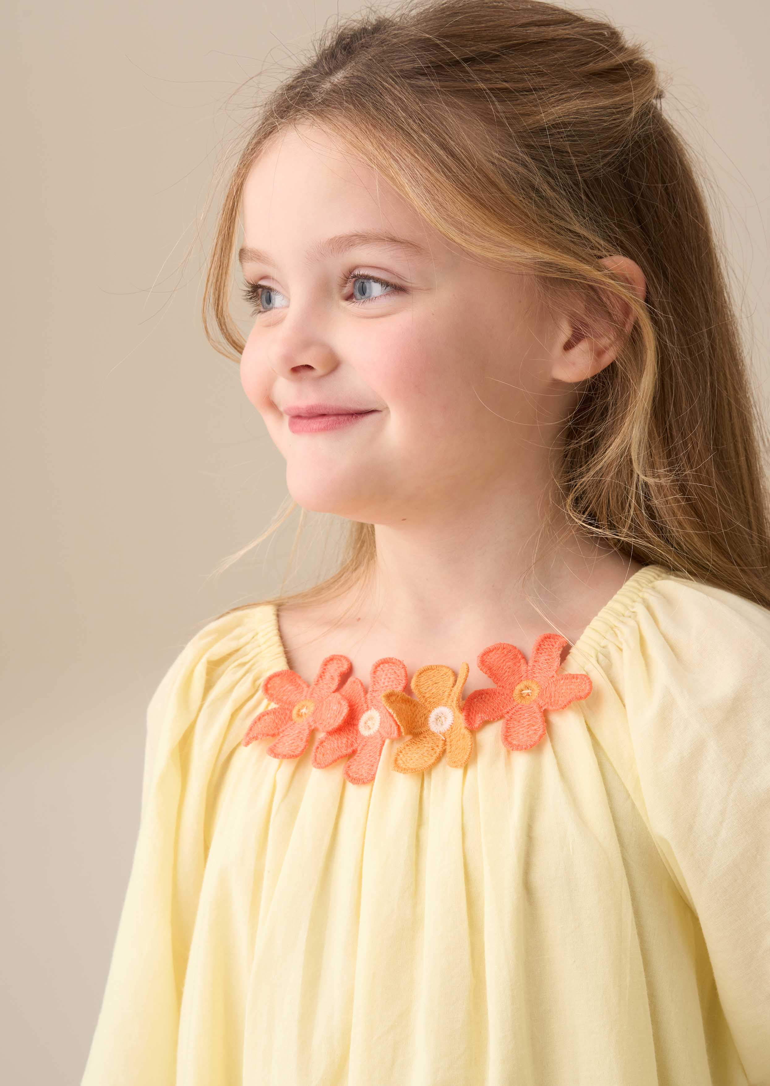 short sleeve yellow dress embroidery