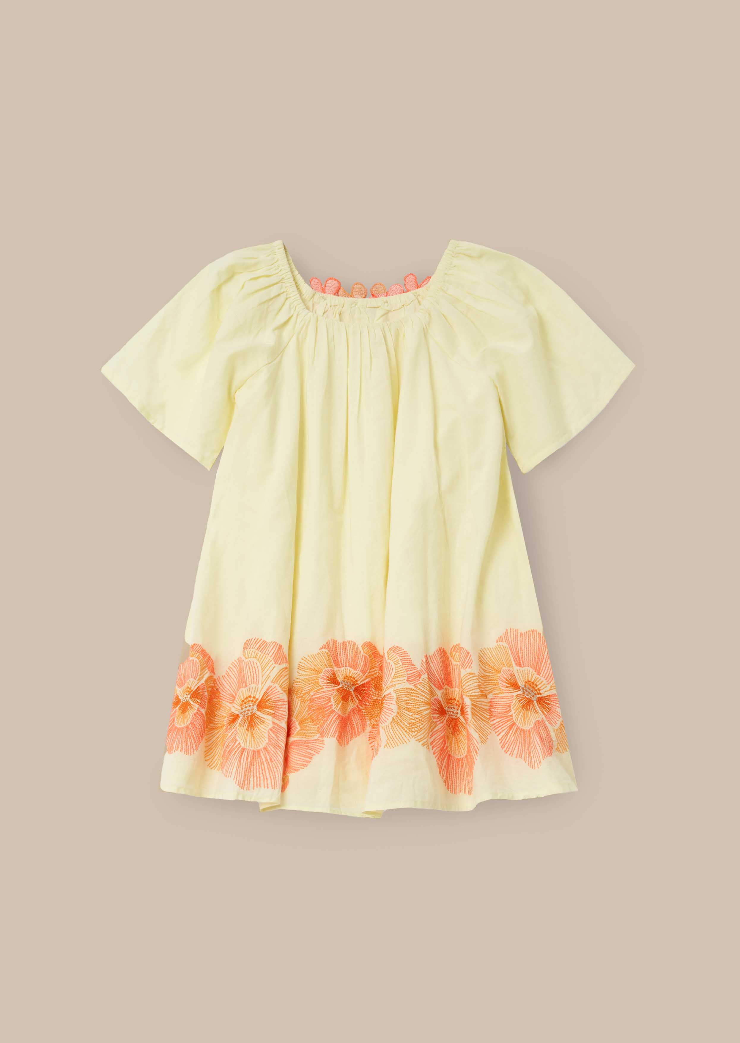 buy Yellow Embroidered Swing Dress