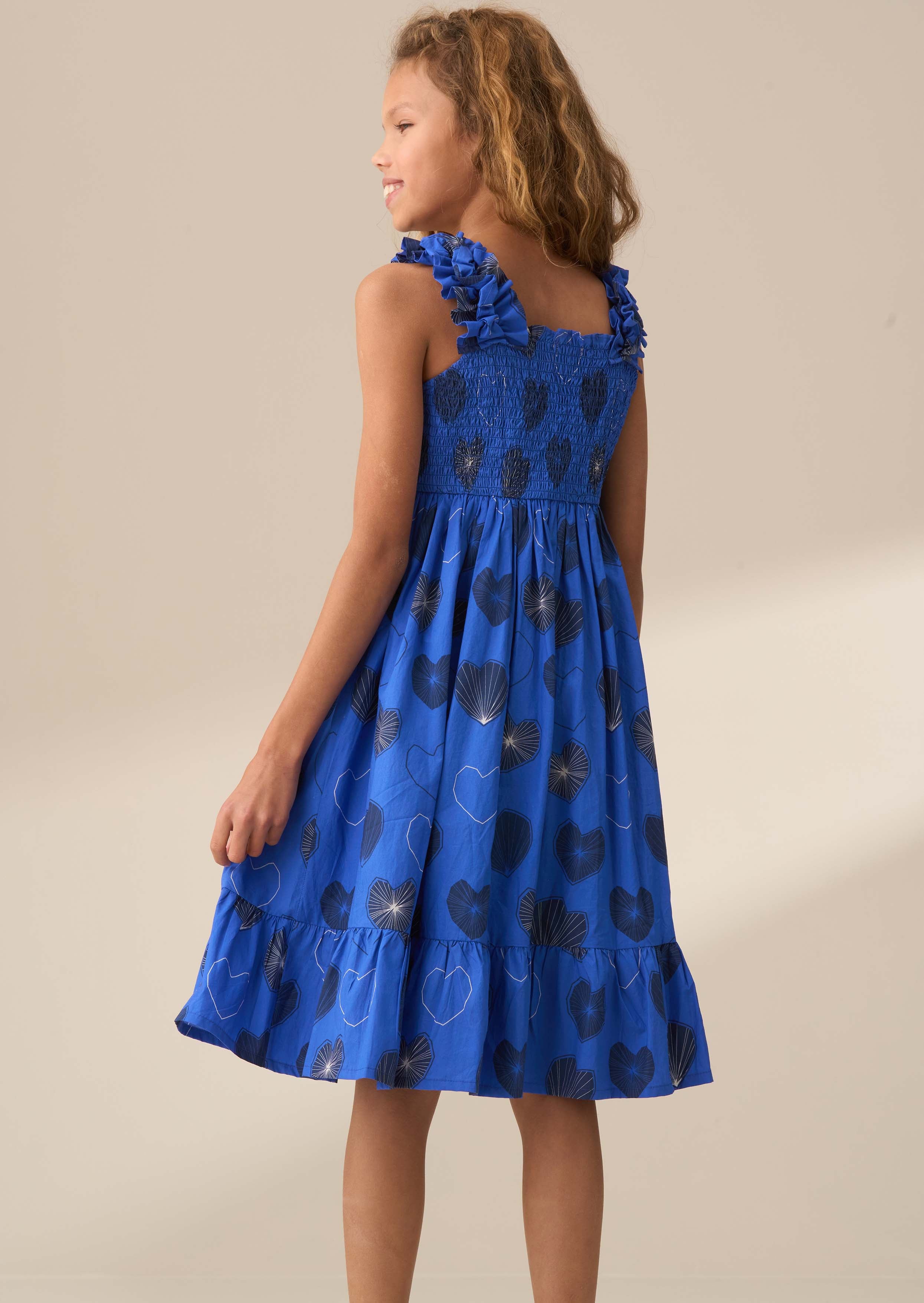 maxi girl blue tiered print dress