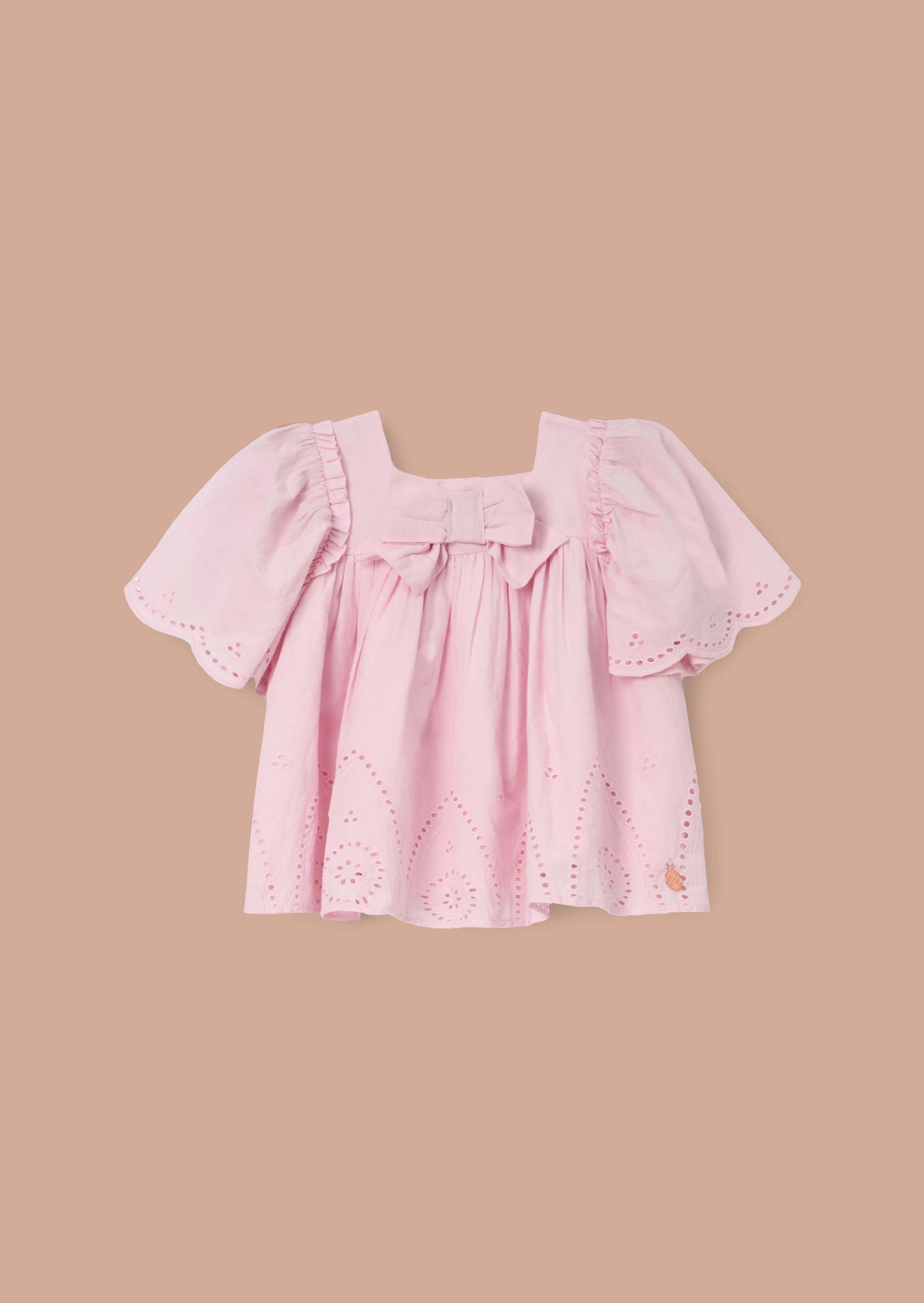 girl Pink Woven Cotton Top