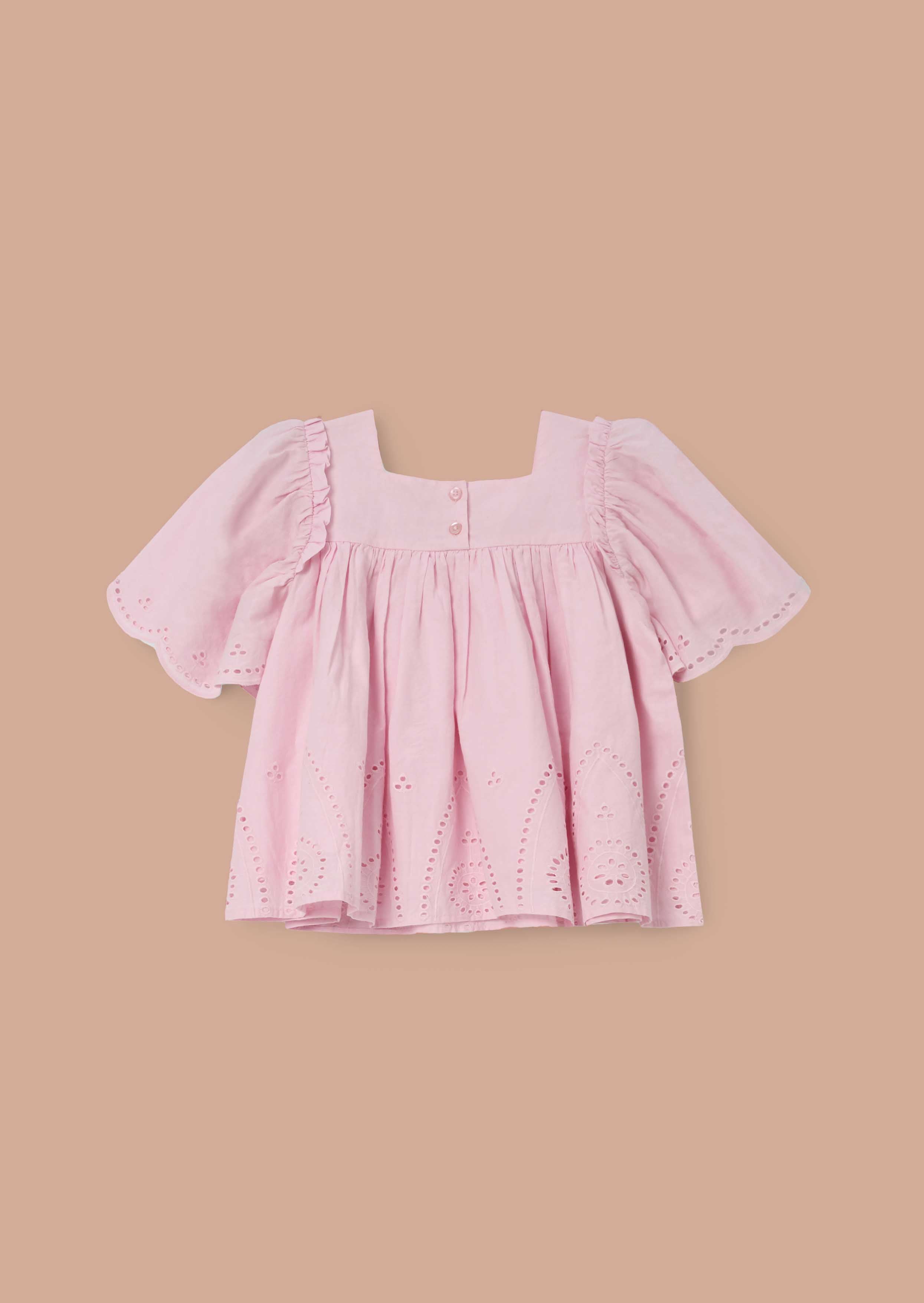 cropped girl pink woven cotton top