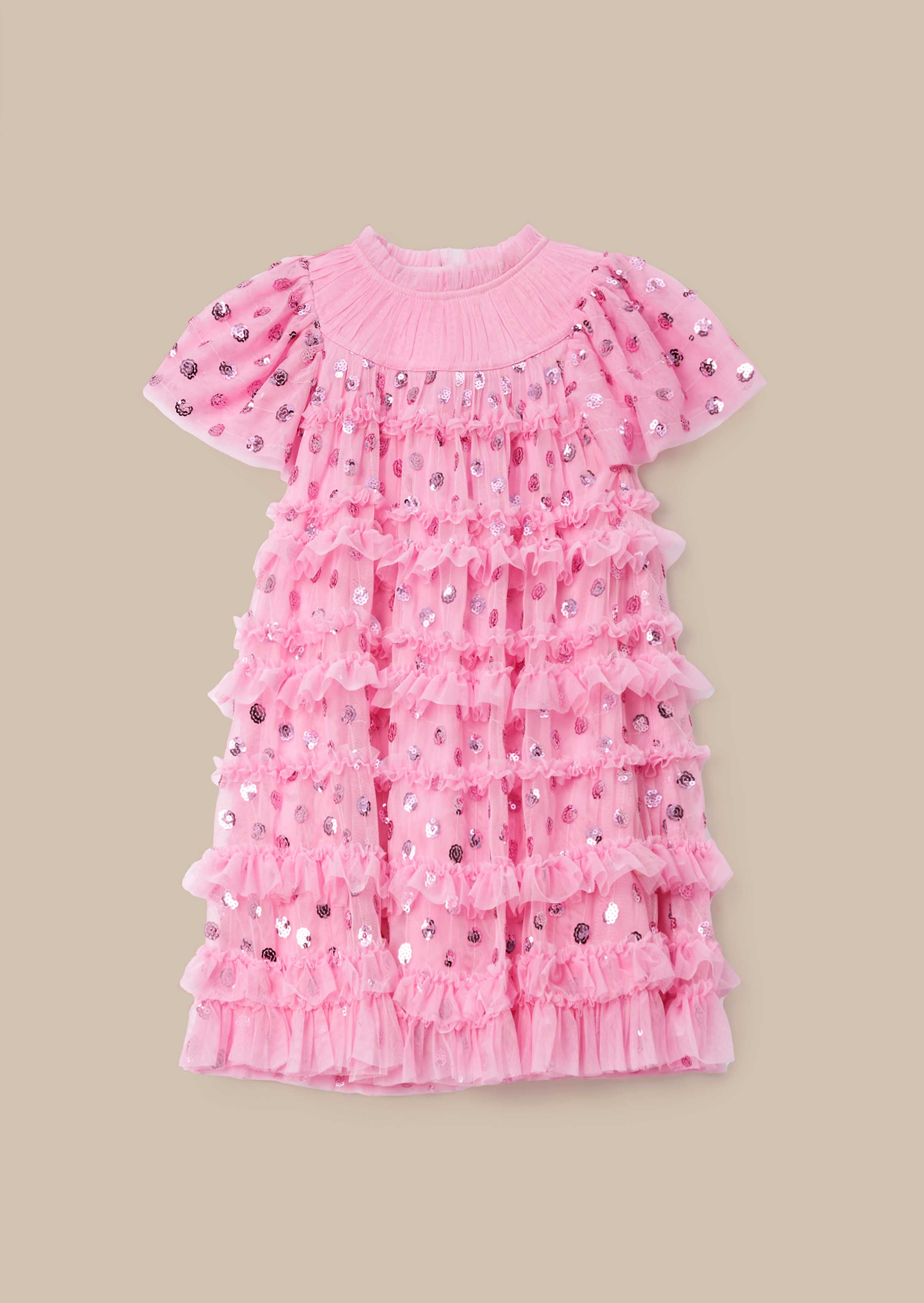 Bea Pink Mesh Frill Dress