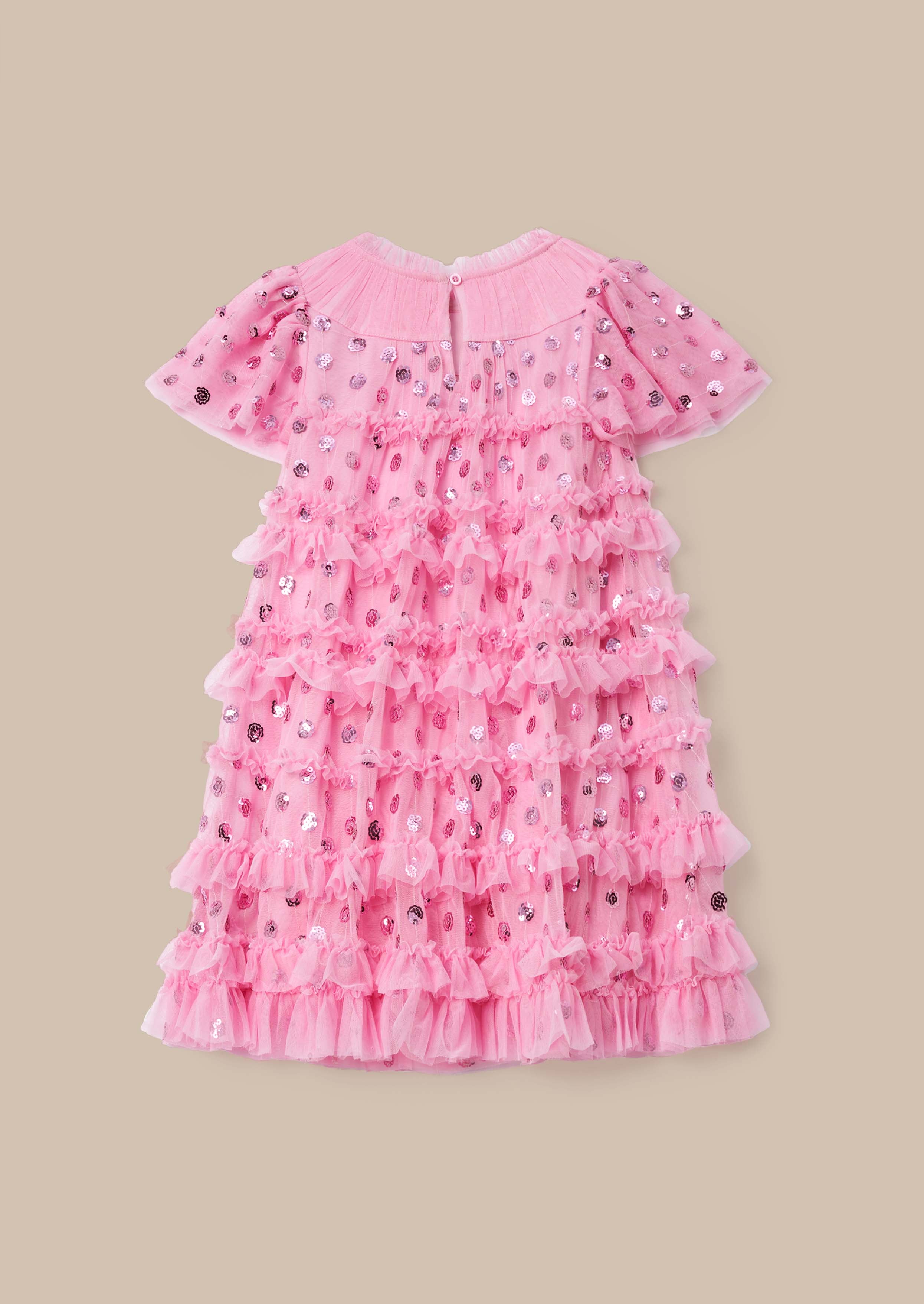 Bea Pink Mesh Frill Dress