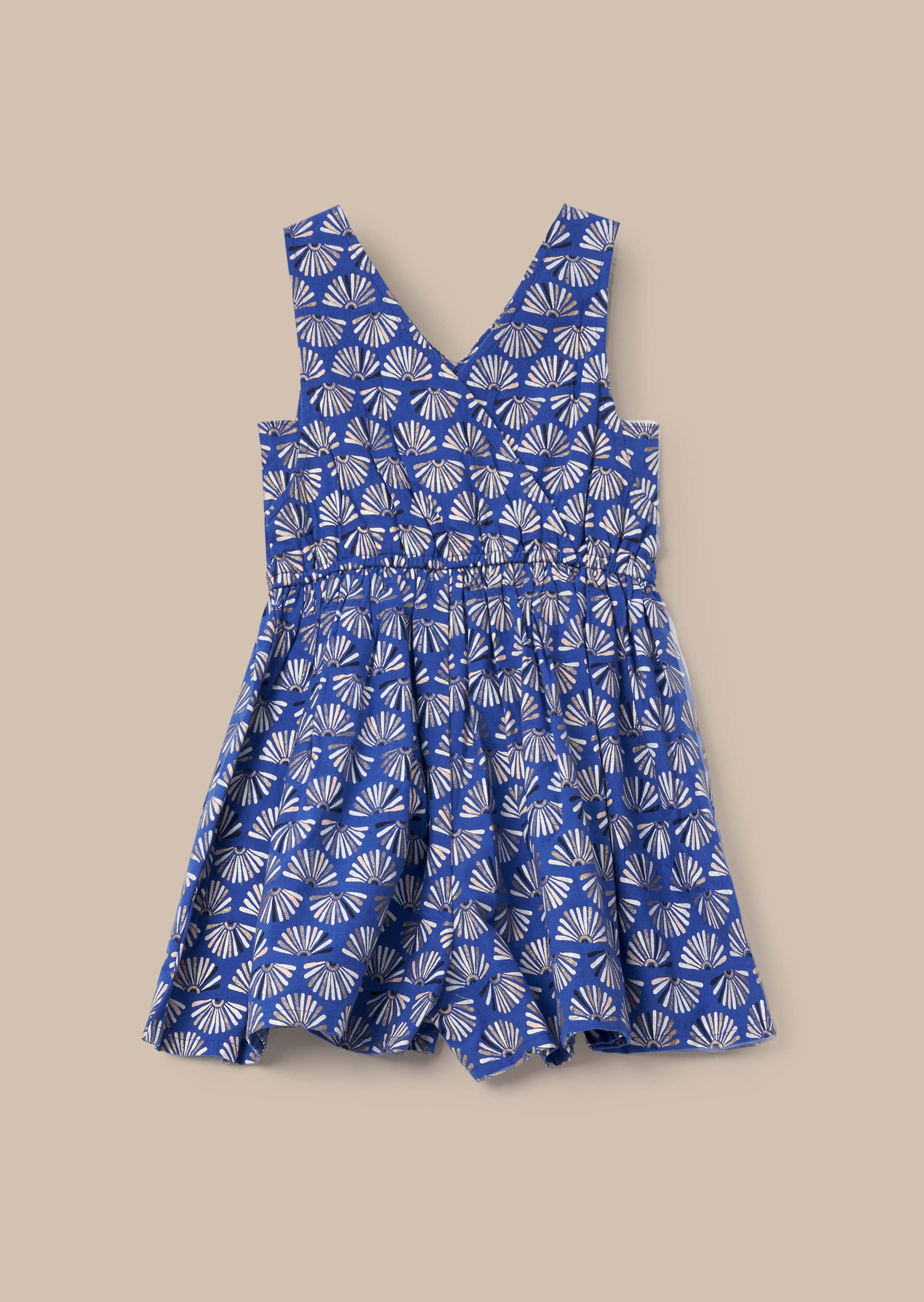 Lina Blue Printed Linen Playsuit