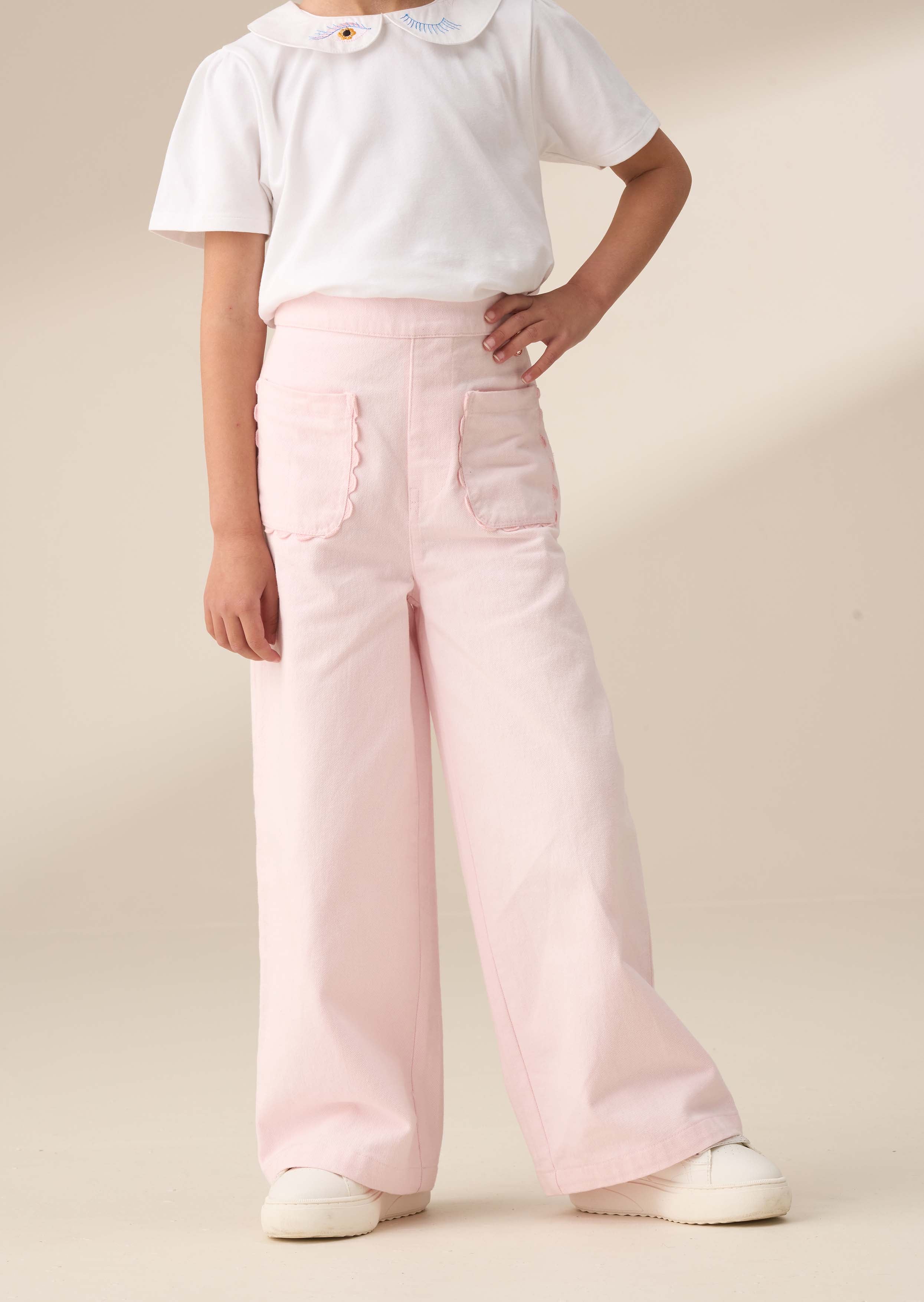 Girl Pink Washed Trousers