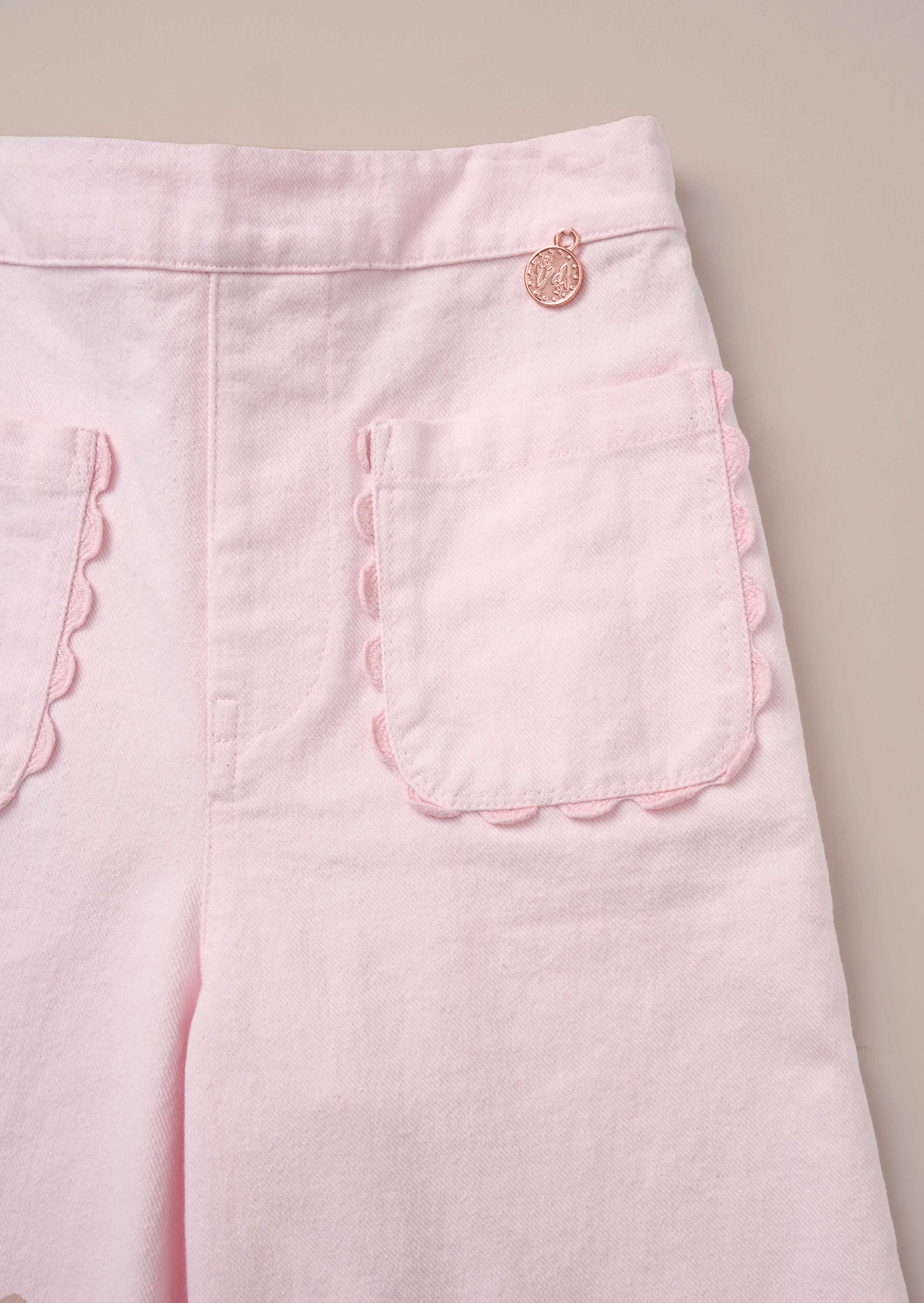 Buy online Girl Pink Washed Trousers