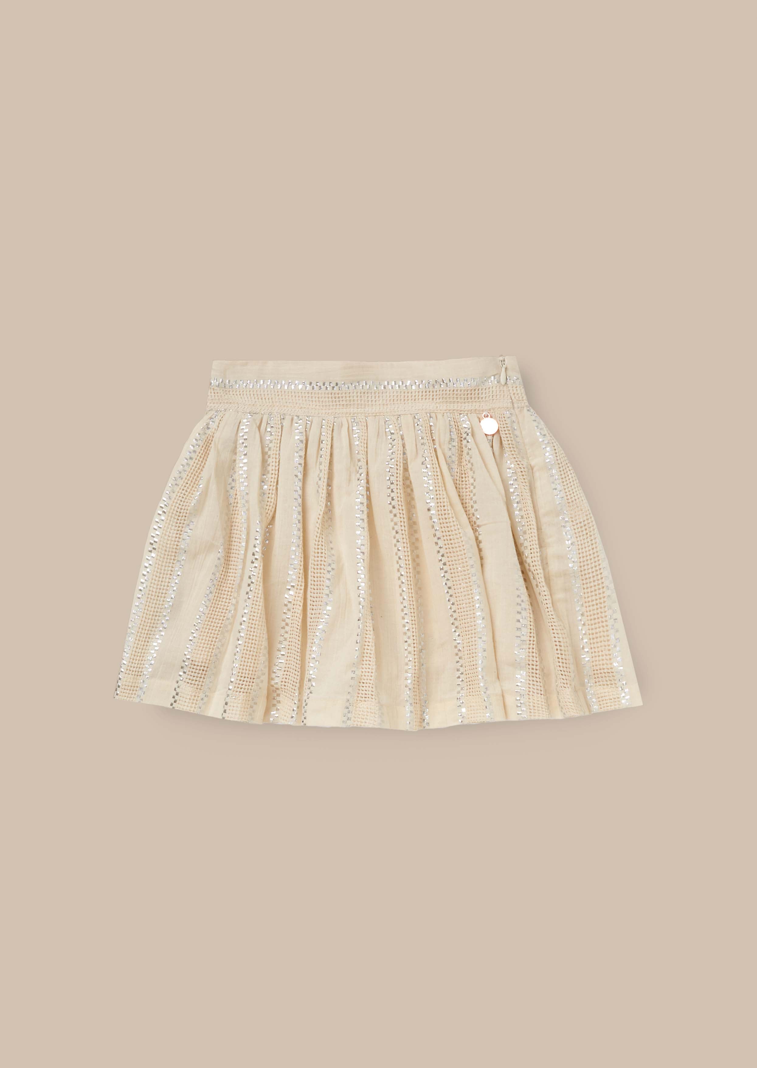 Ellie Cream Metallic Stripe Skort