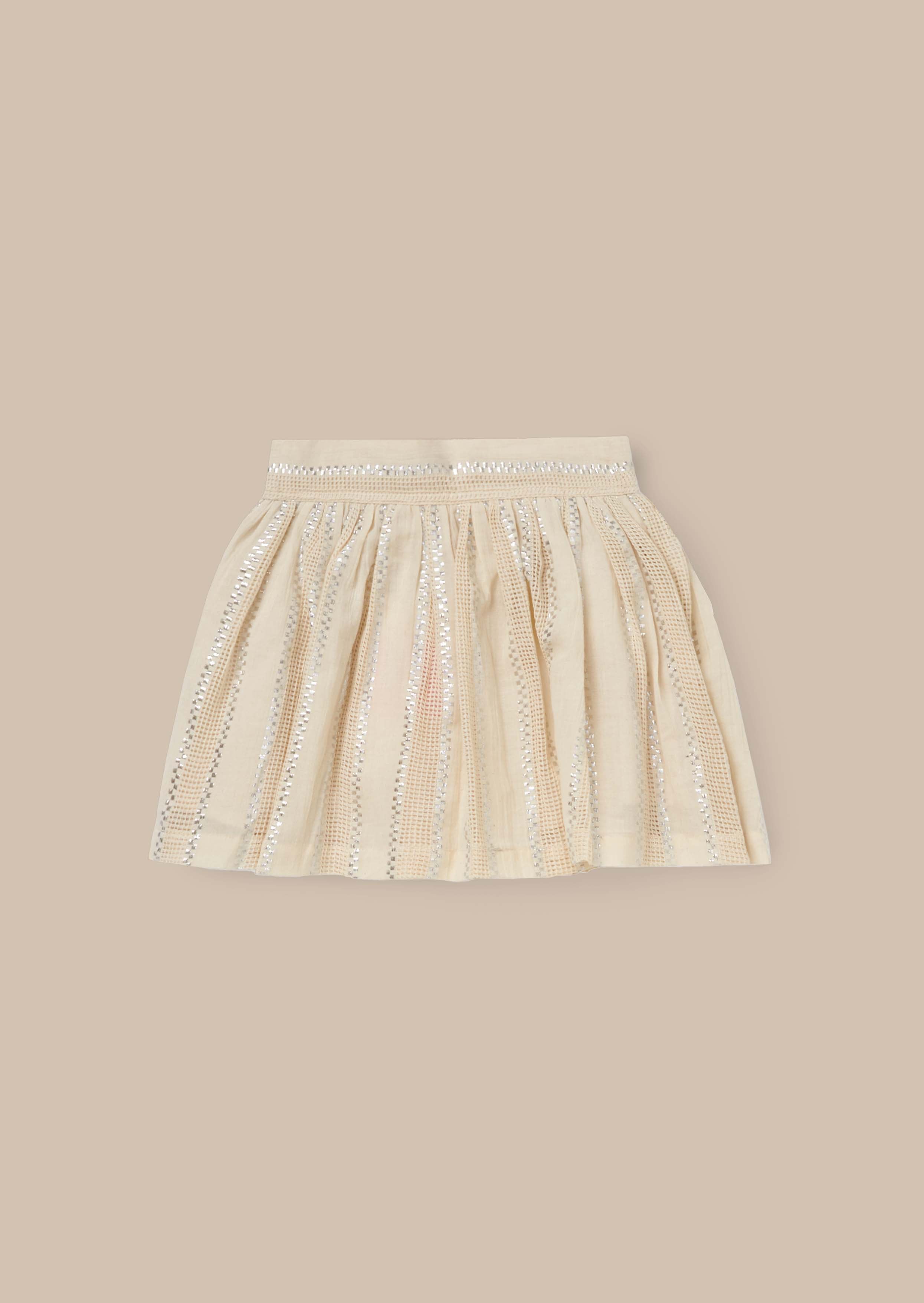 Ellie Cream Metallic Stripe Skort