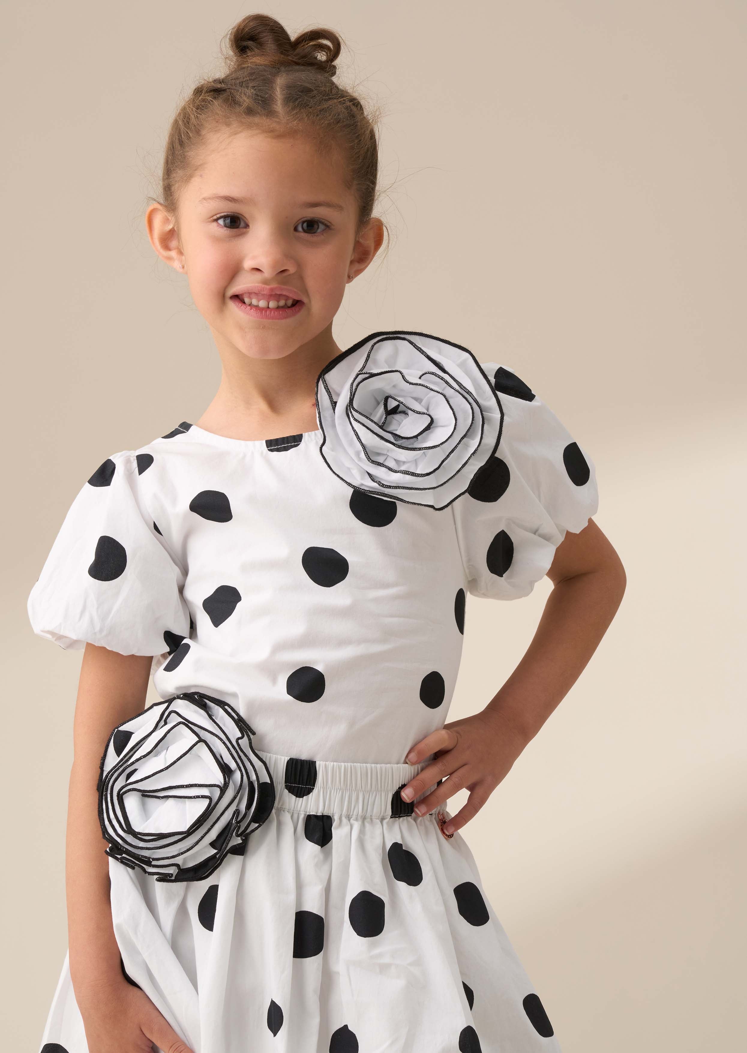 Amari White Spotty Corsage Top