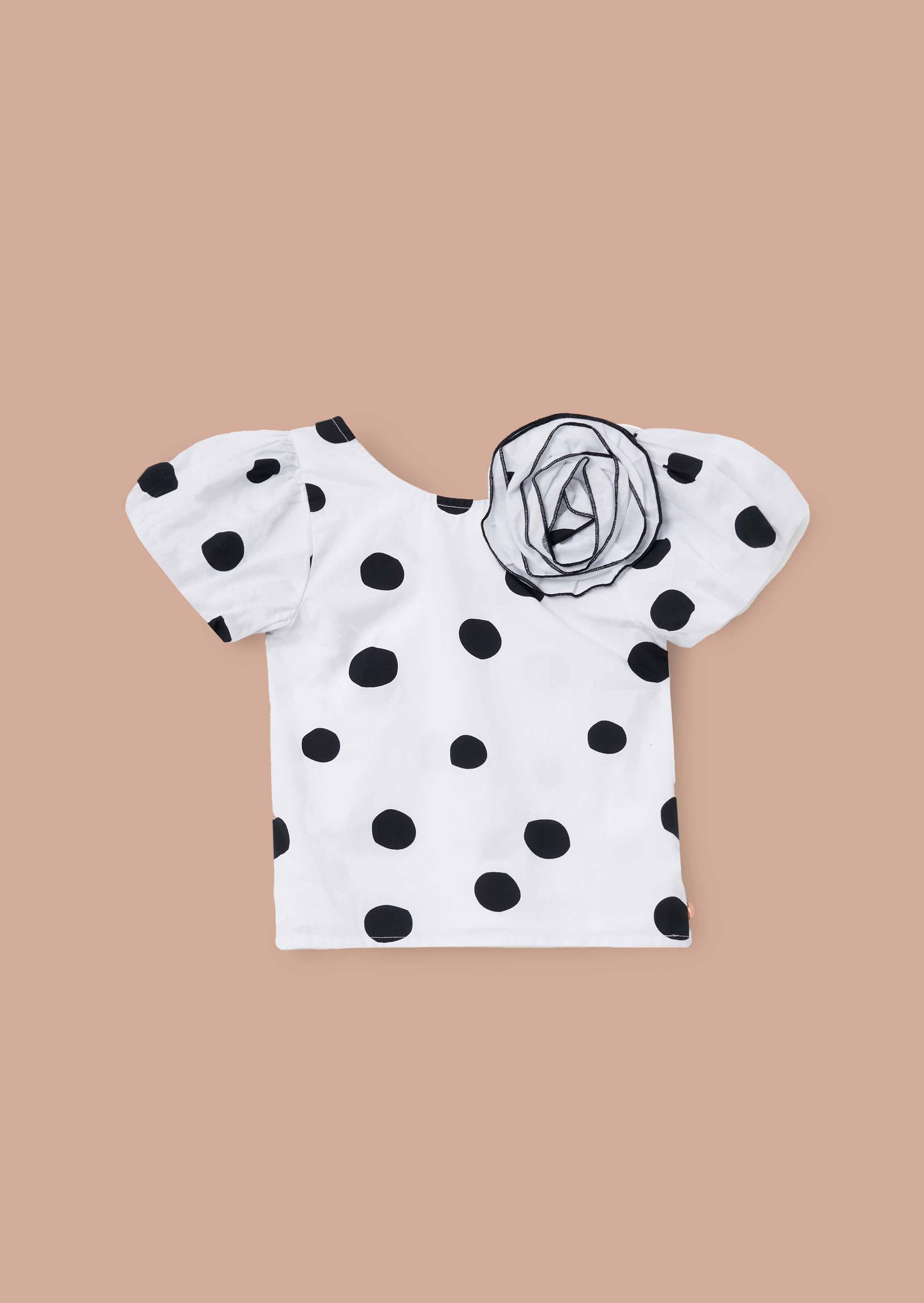 Amari White Spotty Corsage Top