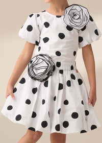 Amari White Spotty Bubble Hem Skirt
