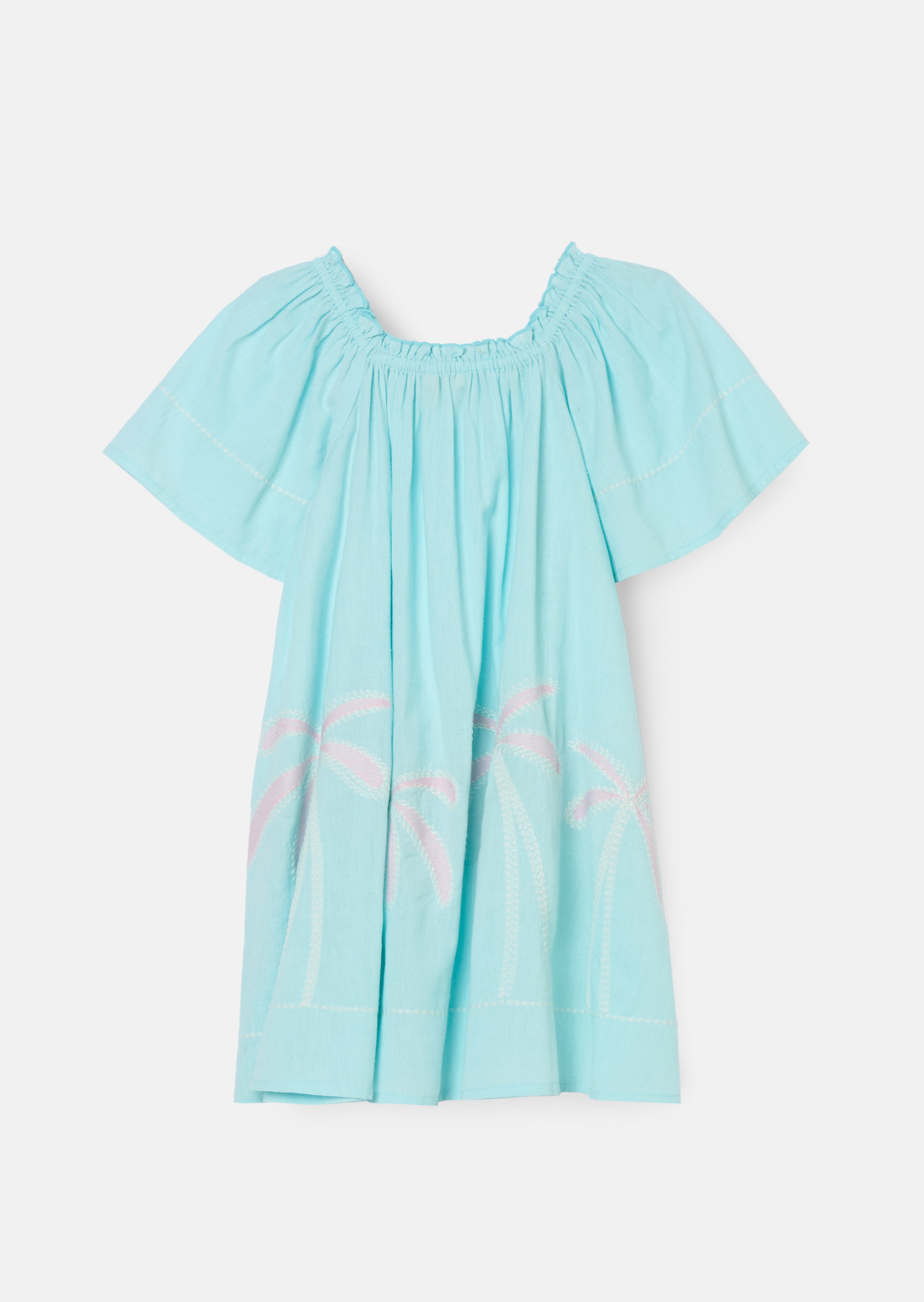 Paloma Blue Embroidered Hem Swing Dress Blue