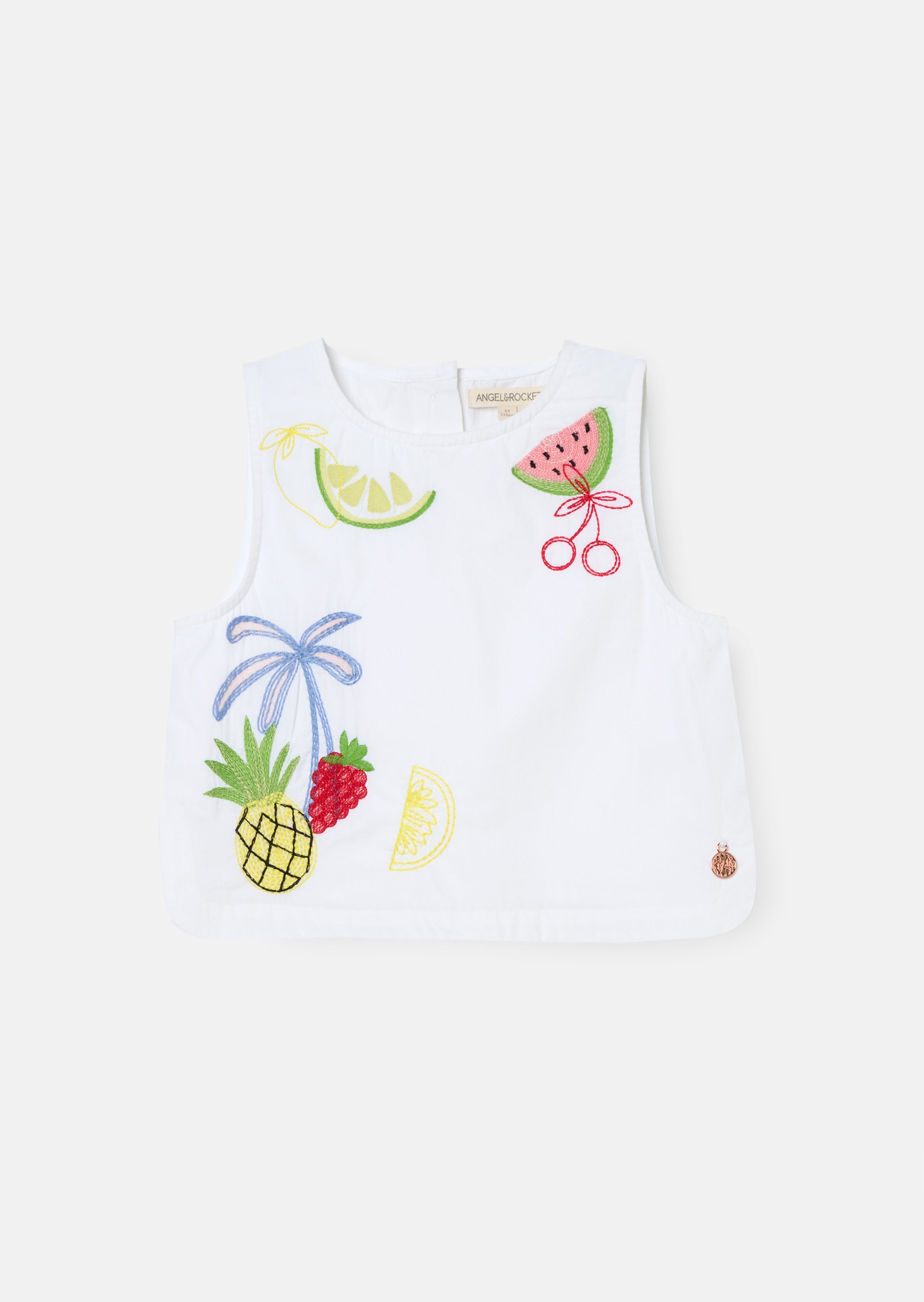 Emmie White Embroidered Shell Top White