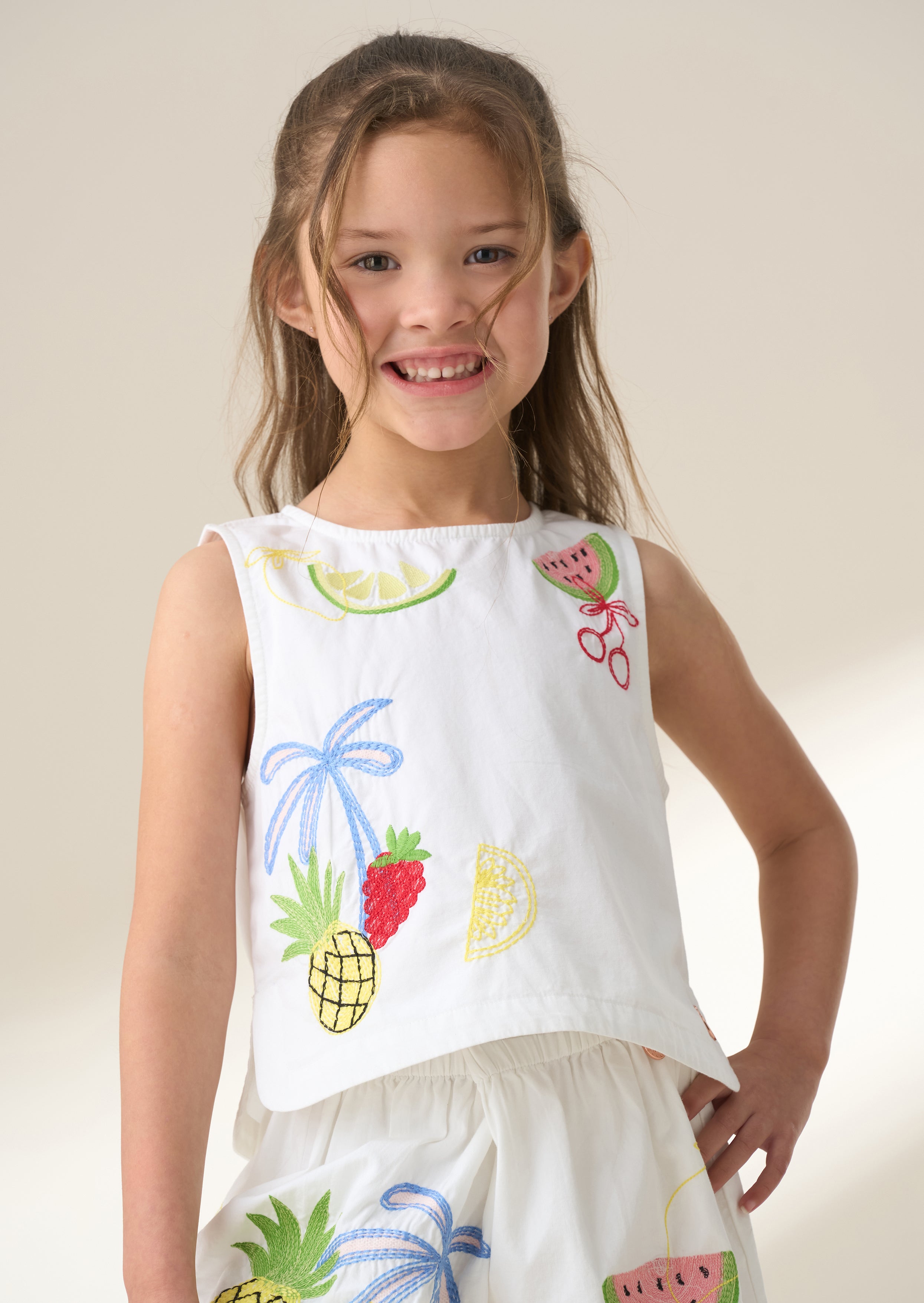 Emmie White Embroidered Shell Top White