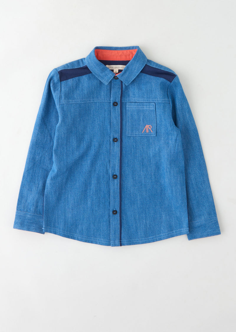 Baby Boy Full Sleeve Solid Blue Shirt
