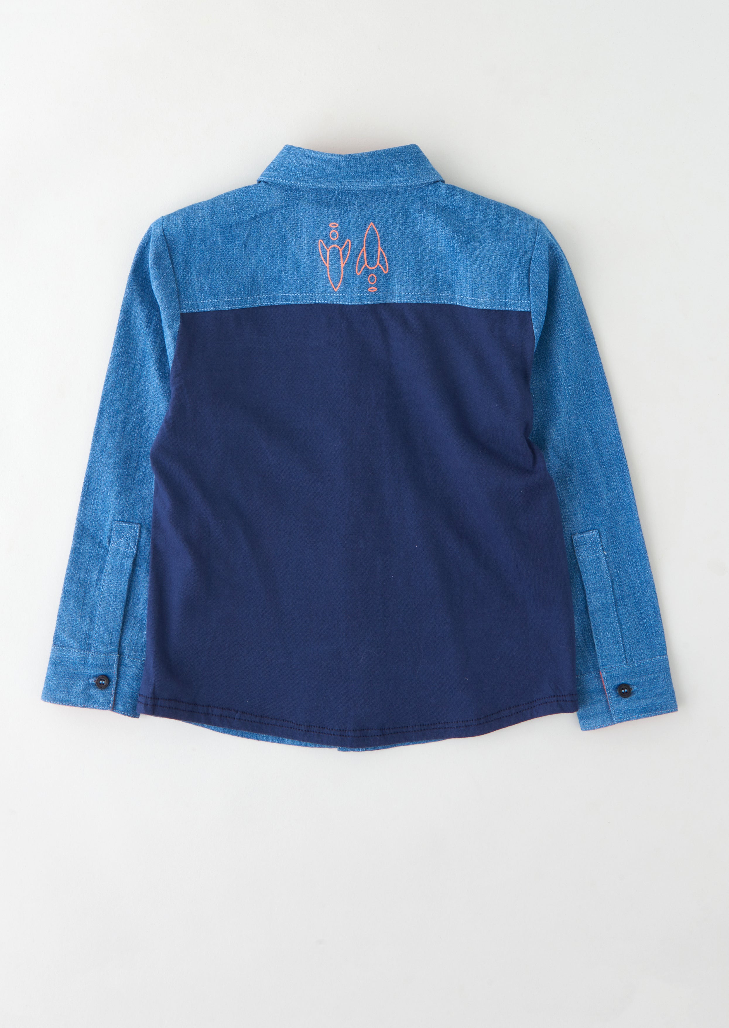 Baby Boy Full Sleeves Solid Blue Shirt