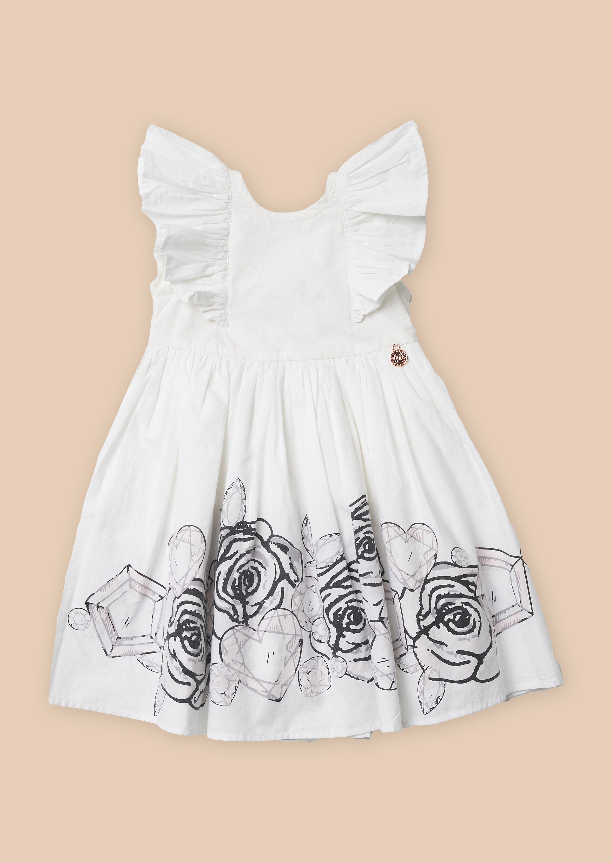 Baby Girl Floral Printed Cotton White Dress