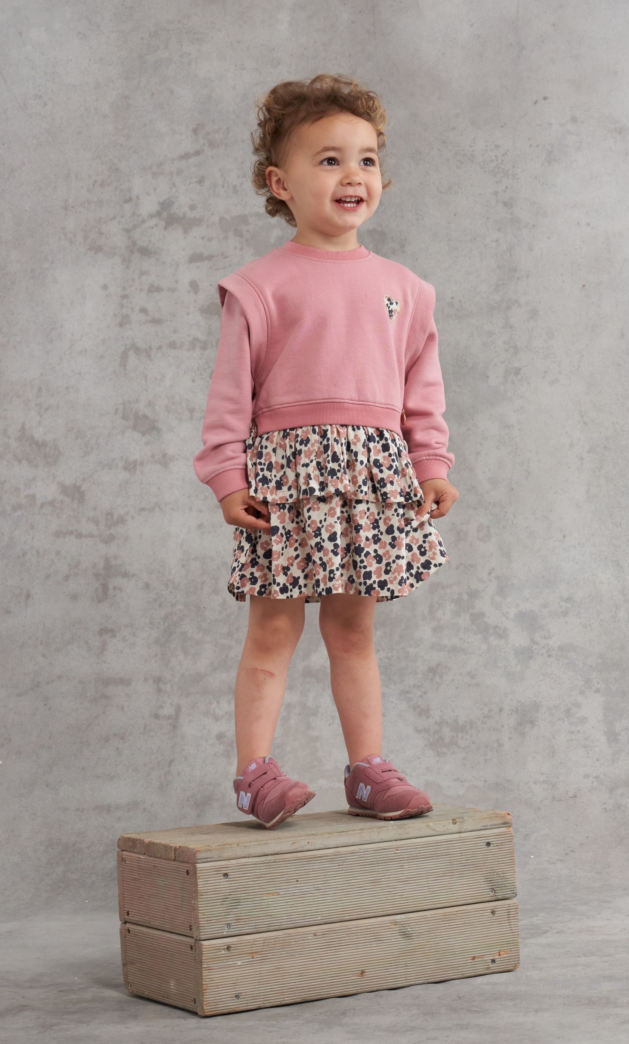 Baby Girl Floral Printed Pink Sweat Dress