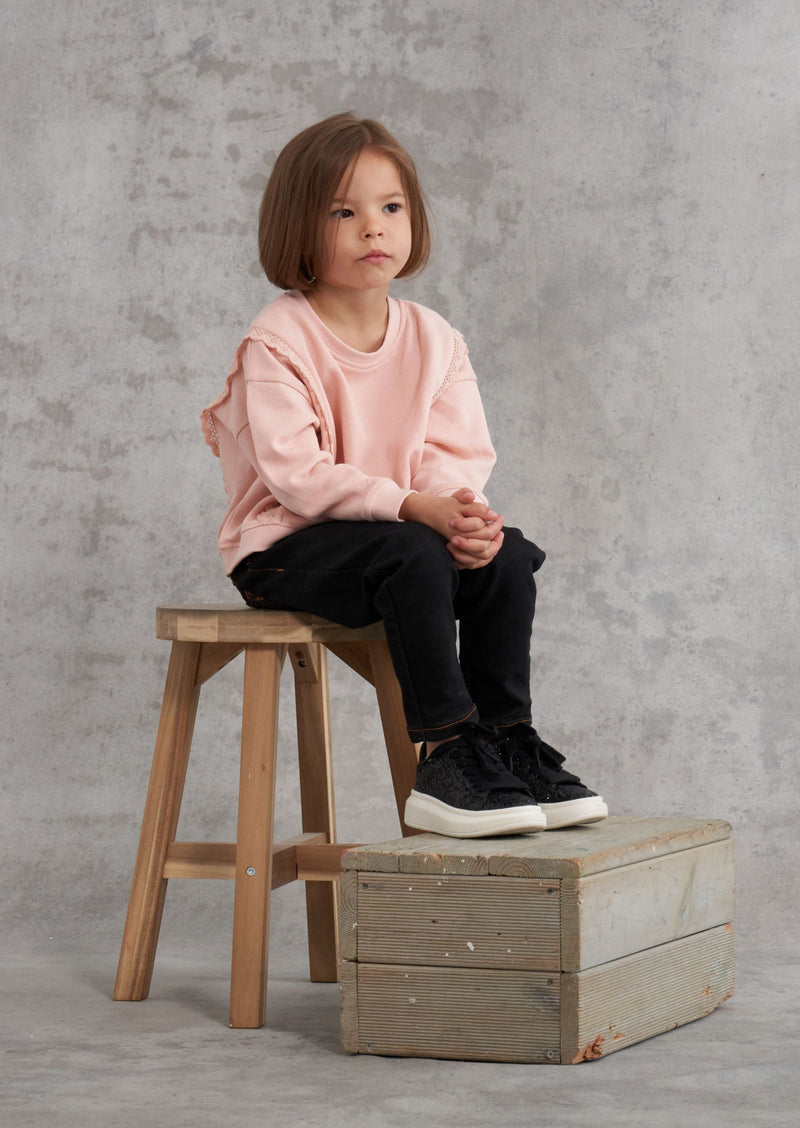 Baby Girl Solid Pink Frill Sweatshirt