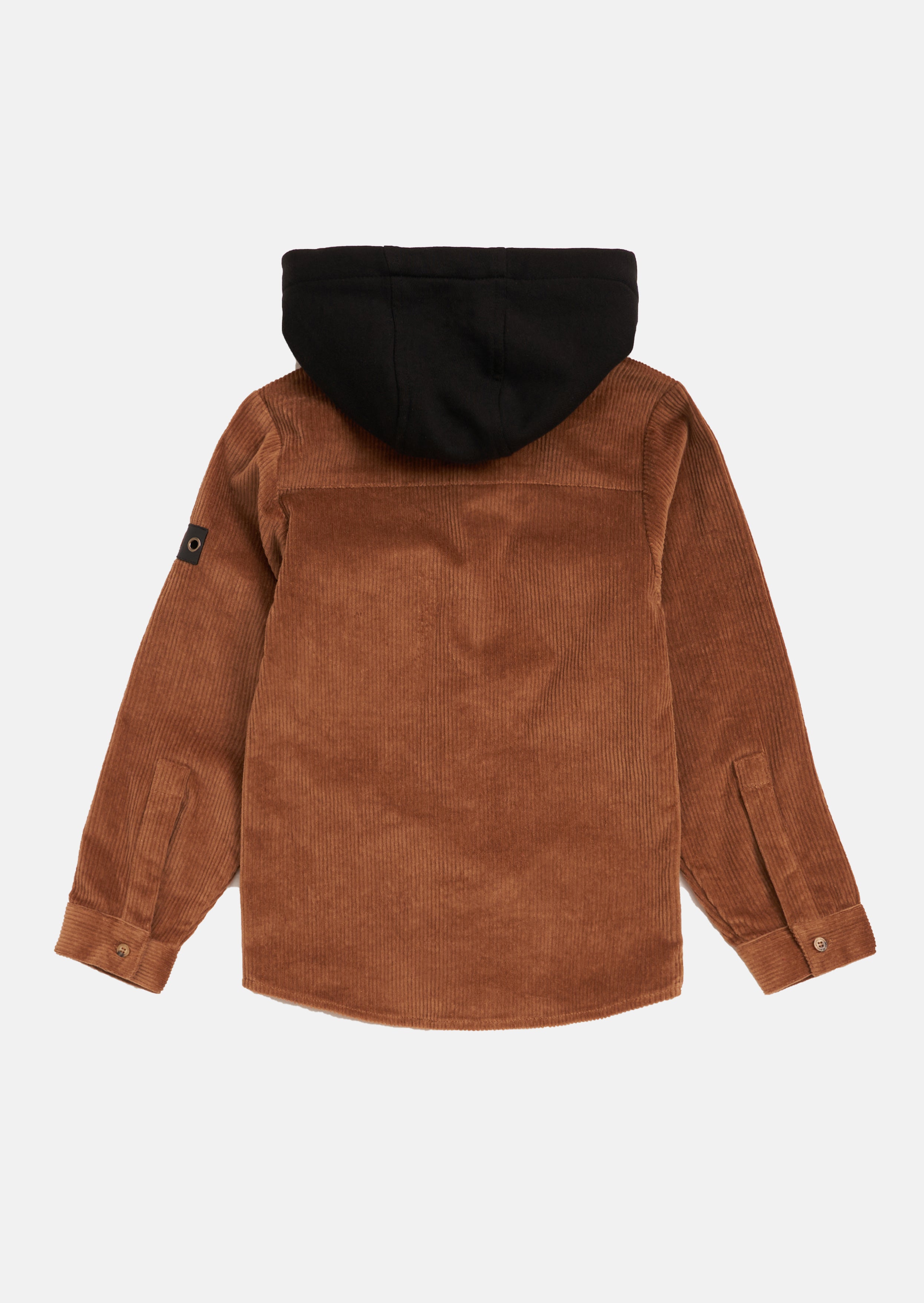 Boys Brown Full Sleeves Shirt with Hooded