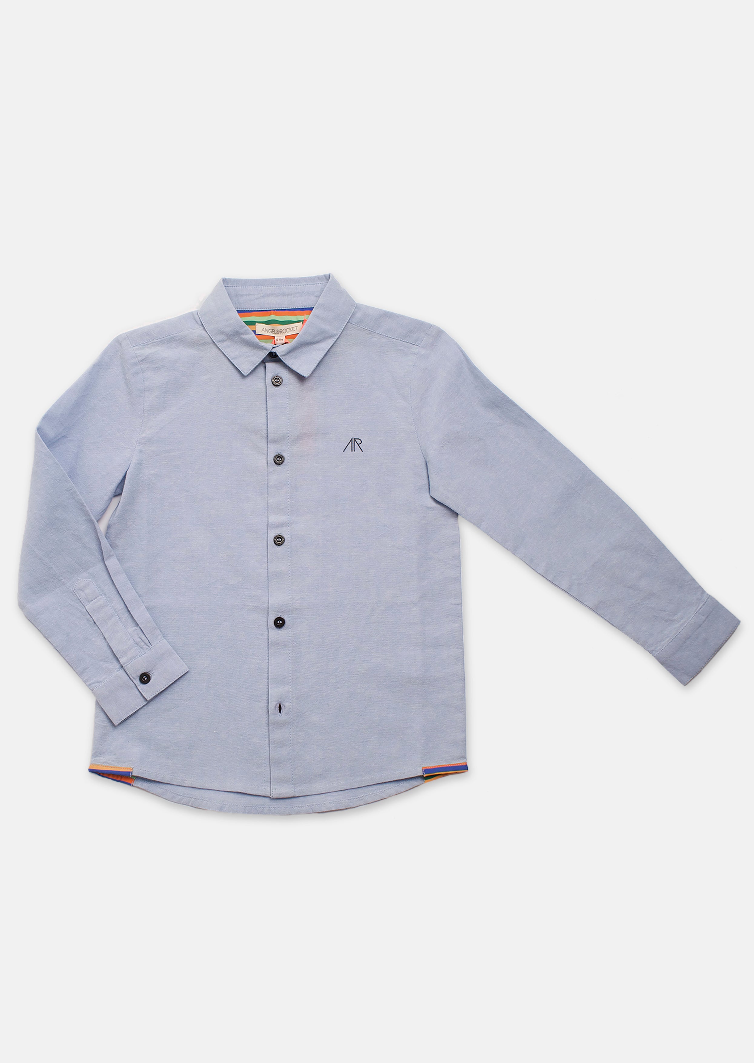 Boys Full Sleeves Cotton Solid Blue Shirt