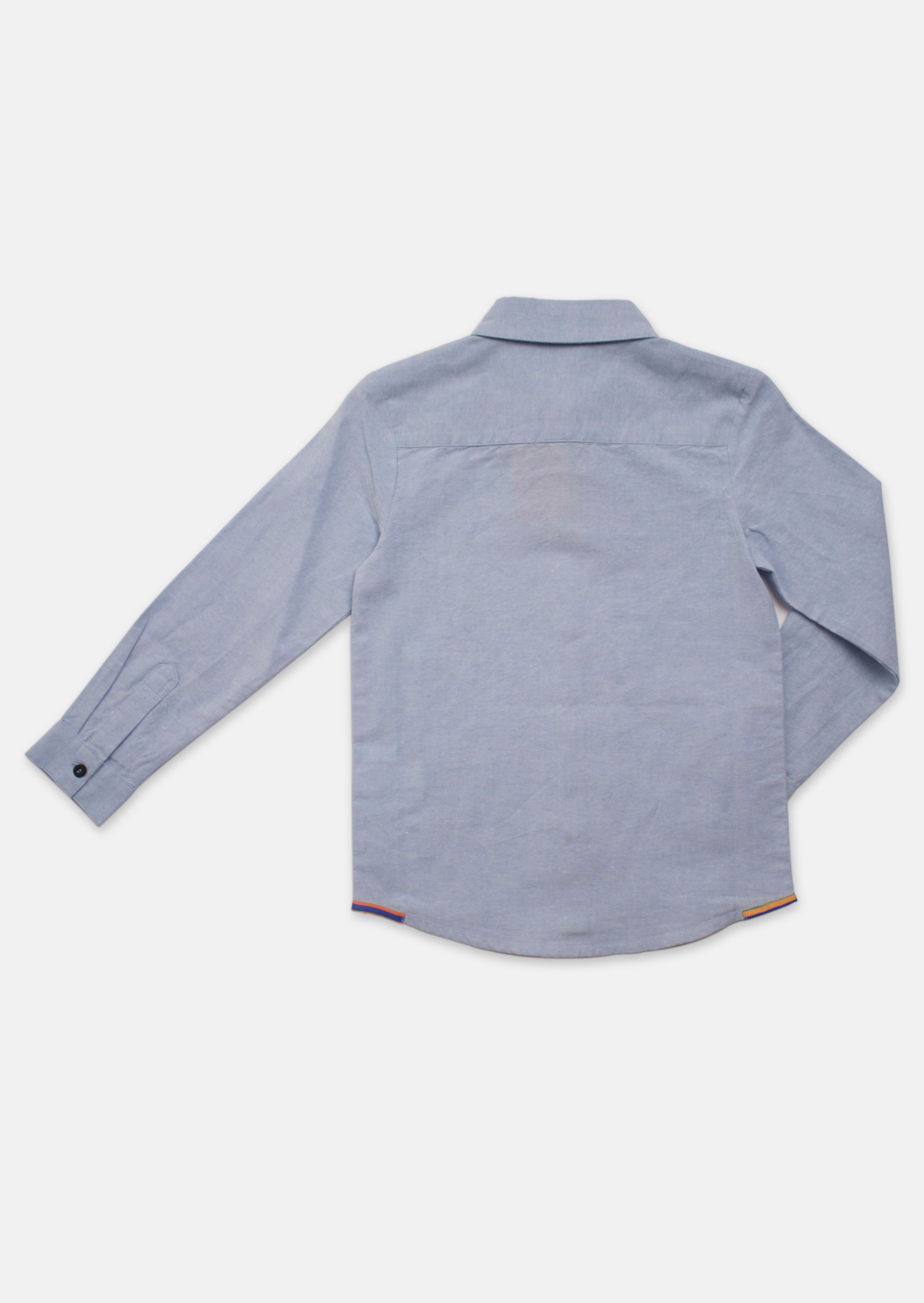Boys Full Sleeves Cotton Solid Blue Shirt