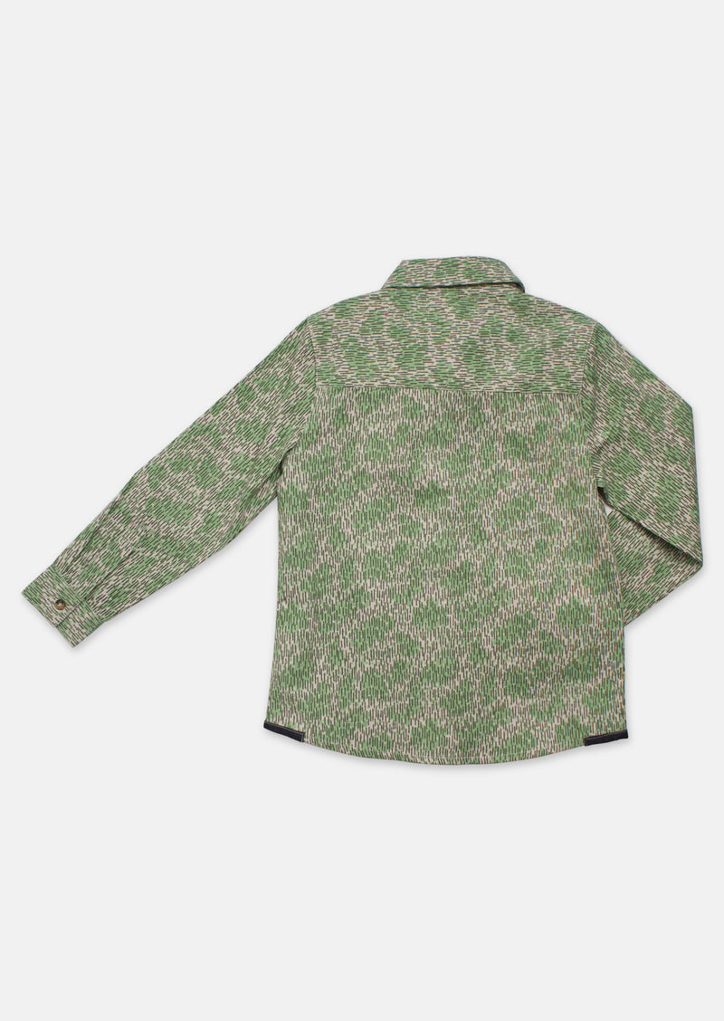 Boys Printed Full Sleeve Cotton Green Shirt