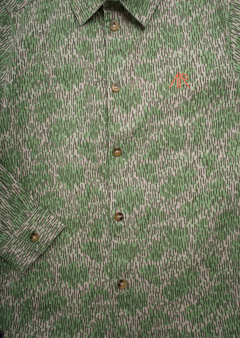 Boys Printed Full Sleeve Cotton Green Shirt