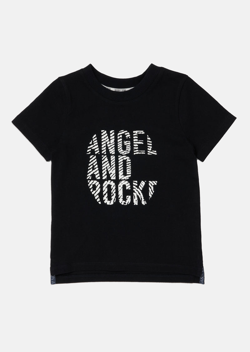 Boys Brand Slogan Printed Black Graphic T-Shirt