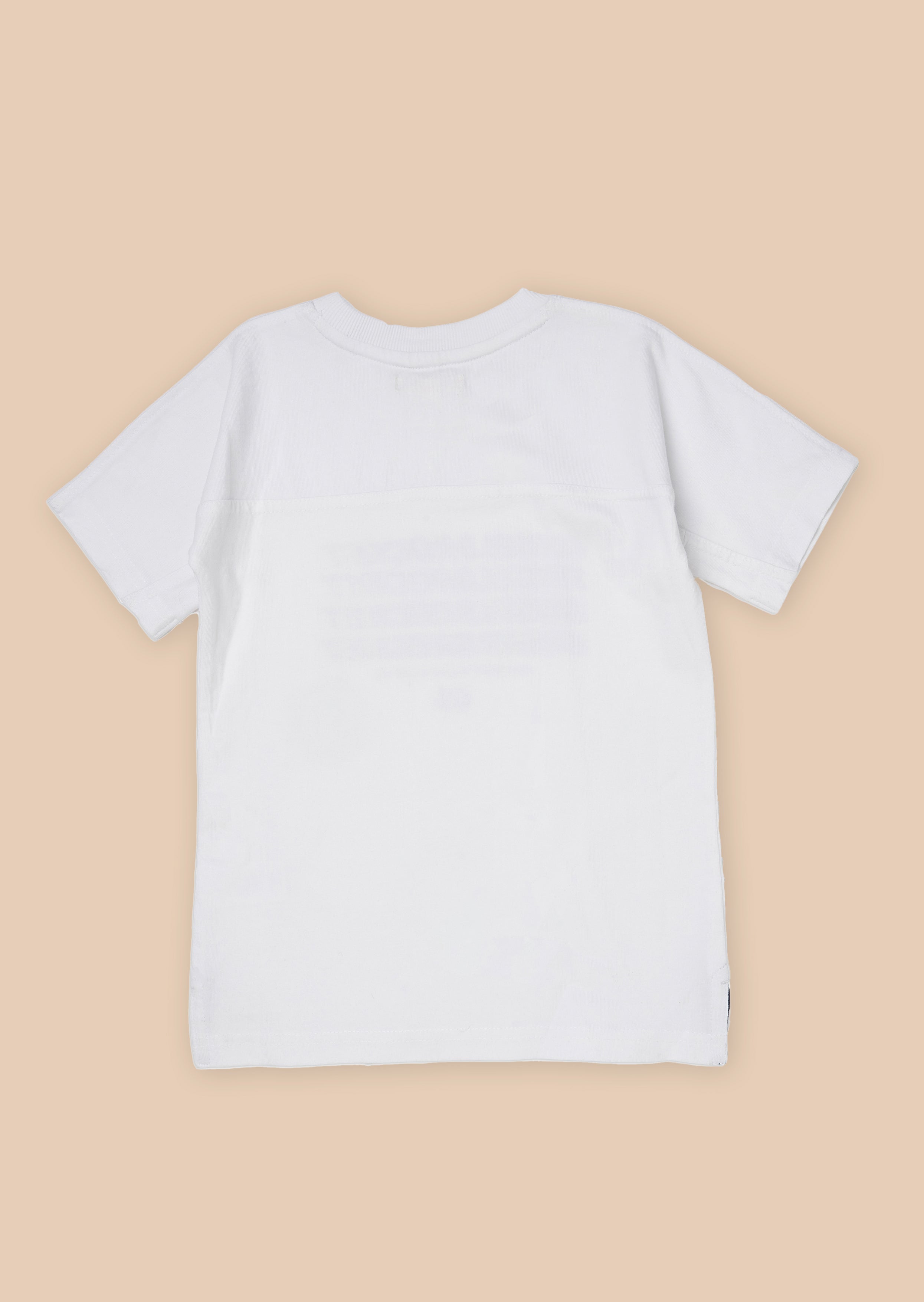 Boys Typography Printed Cotton White T-Shirt