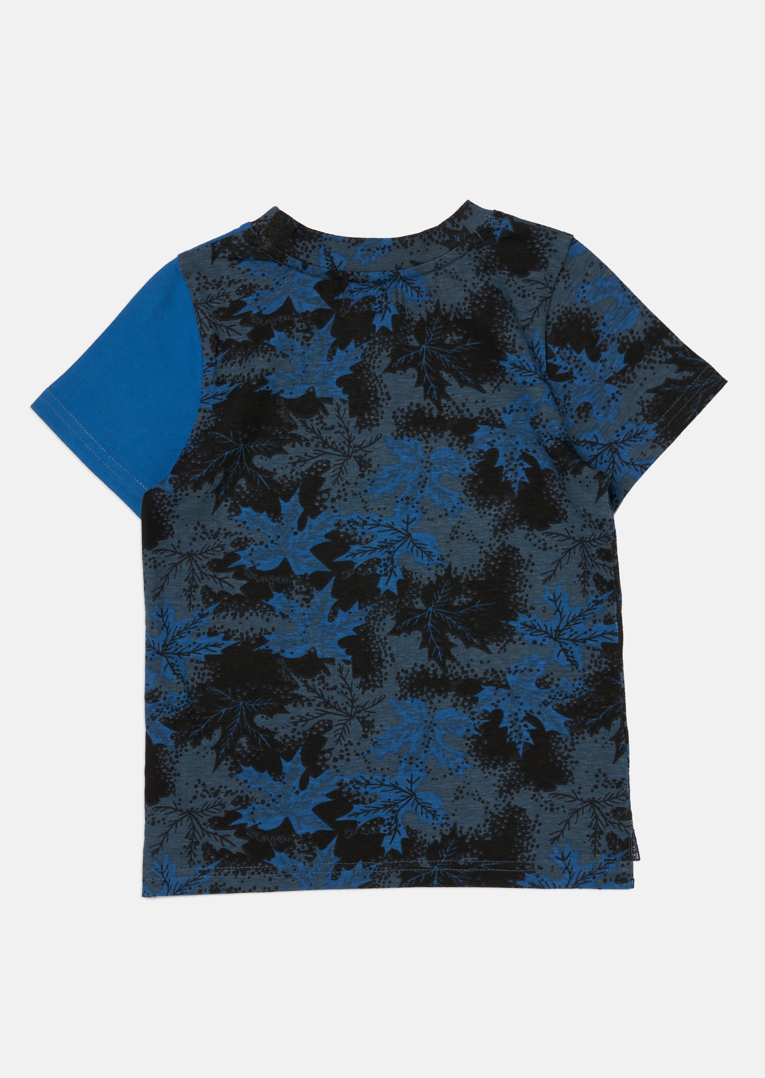 Boys Colour Block Printed Blue T-Shirt