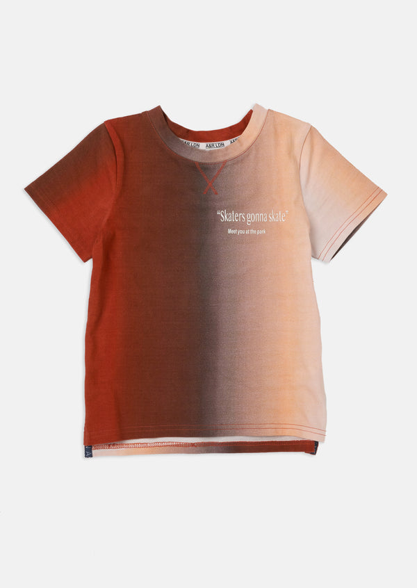 Boys Dip Dye Cotton Orange T-Shirt