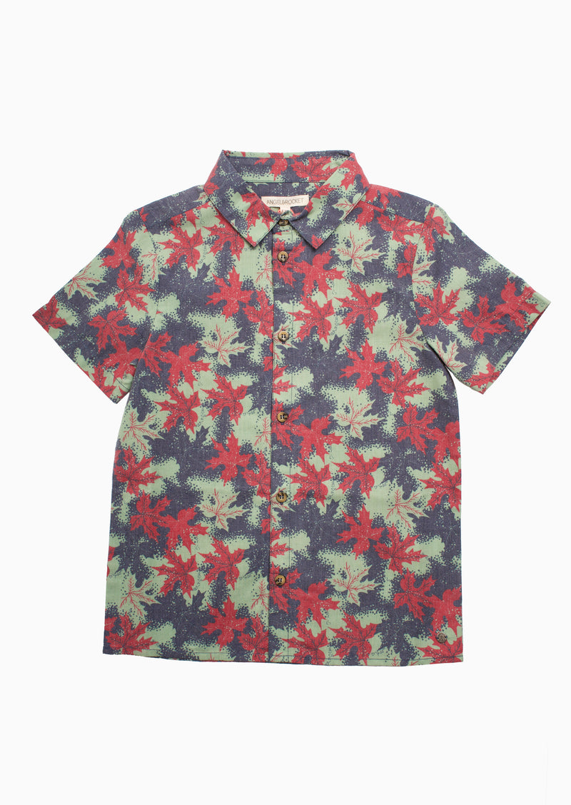 Boys Leaf Printed Half Sleeve Cotton Shirt