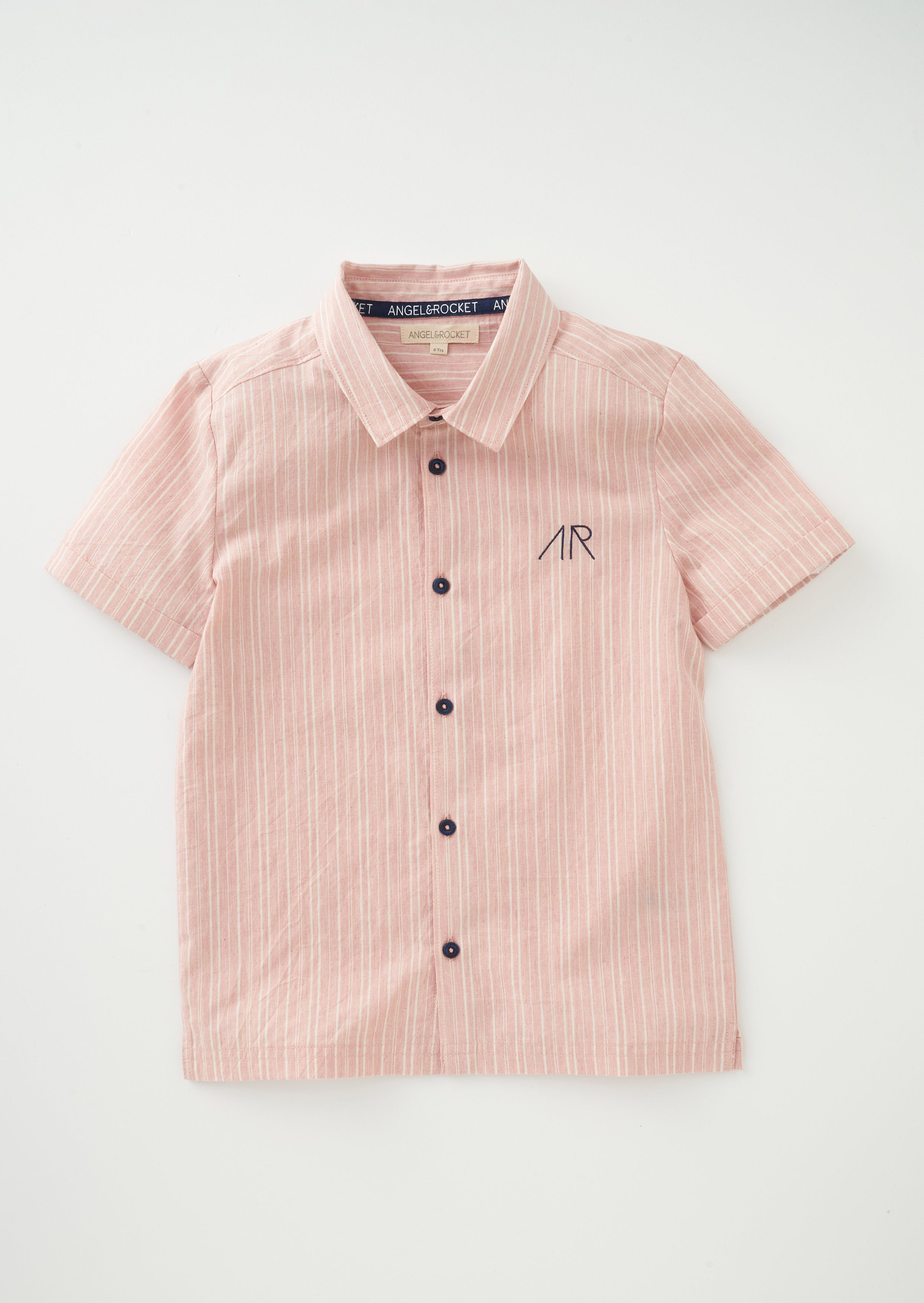Boys Classic Pink Striped Half Sleeves Smart Shirt