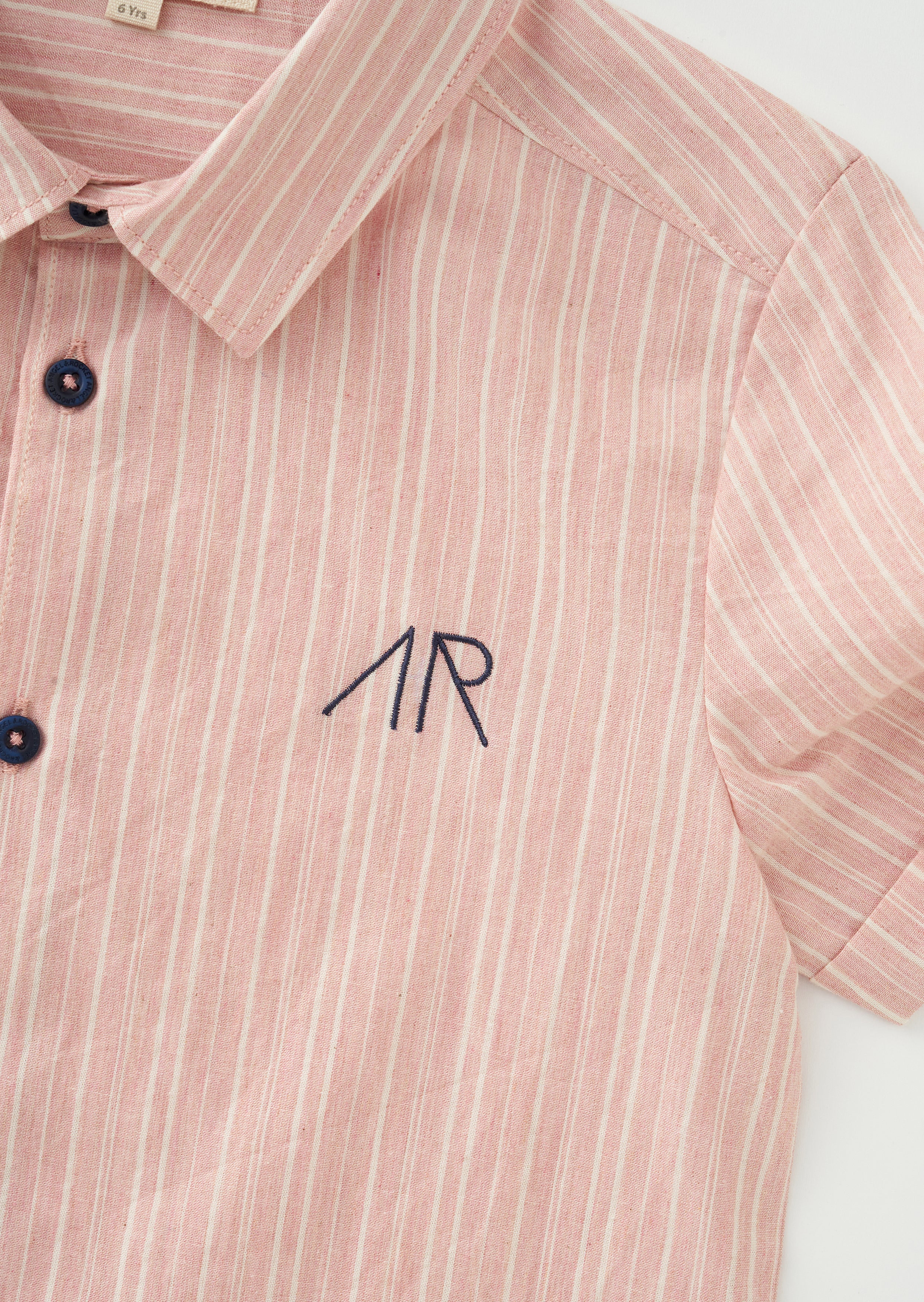 Boys Classic Pink Striped Half Sleeves Smart Shirt