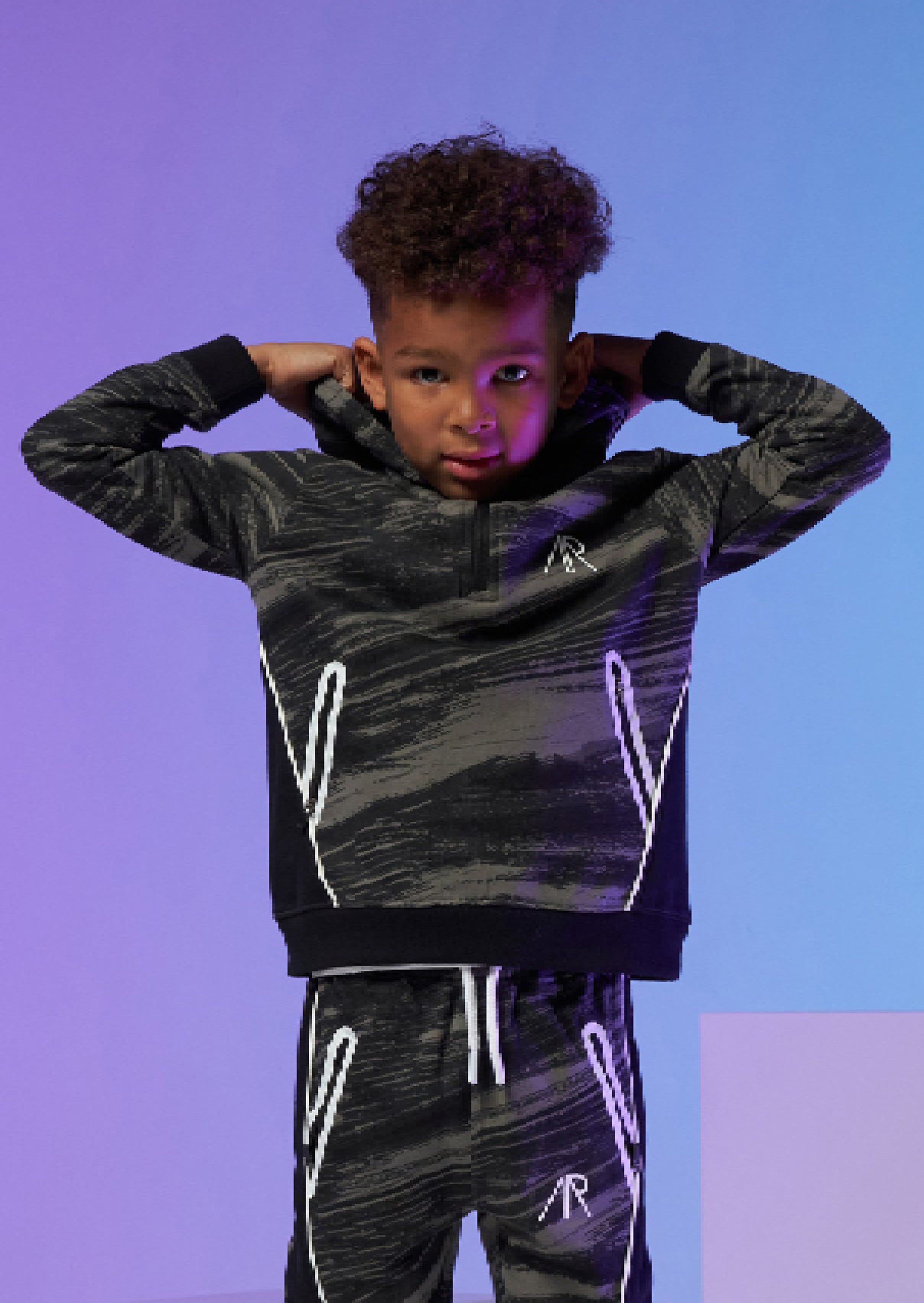 Boys Brushstroke Black Hood